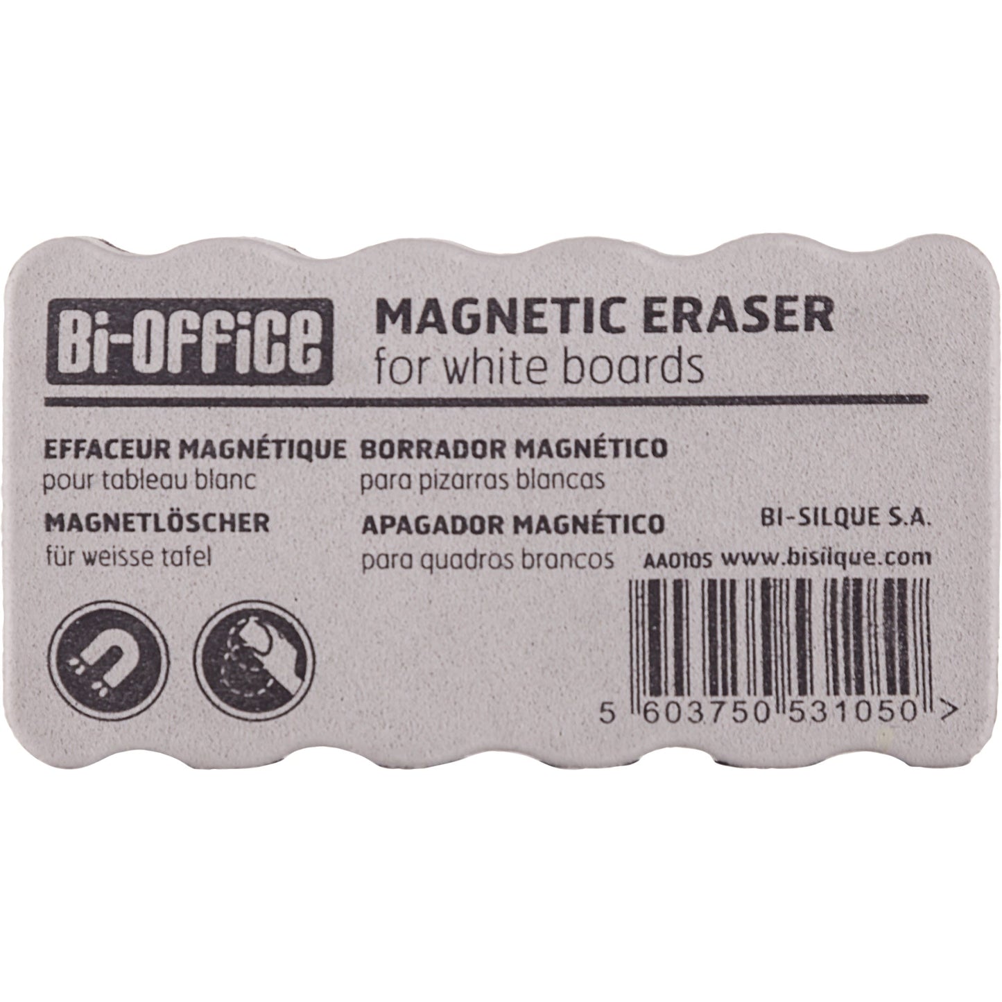 Bi-office Tafelwischer Magnetic Eraser Flipchart, Whiteboard, Magnettafel 5,5 x 2,3 x 10,5 cm (B x H x L) schwarz/grau