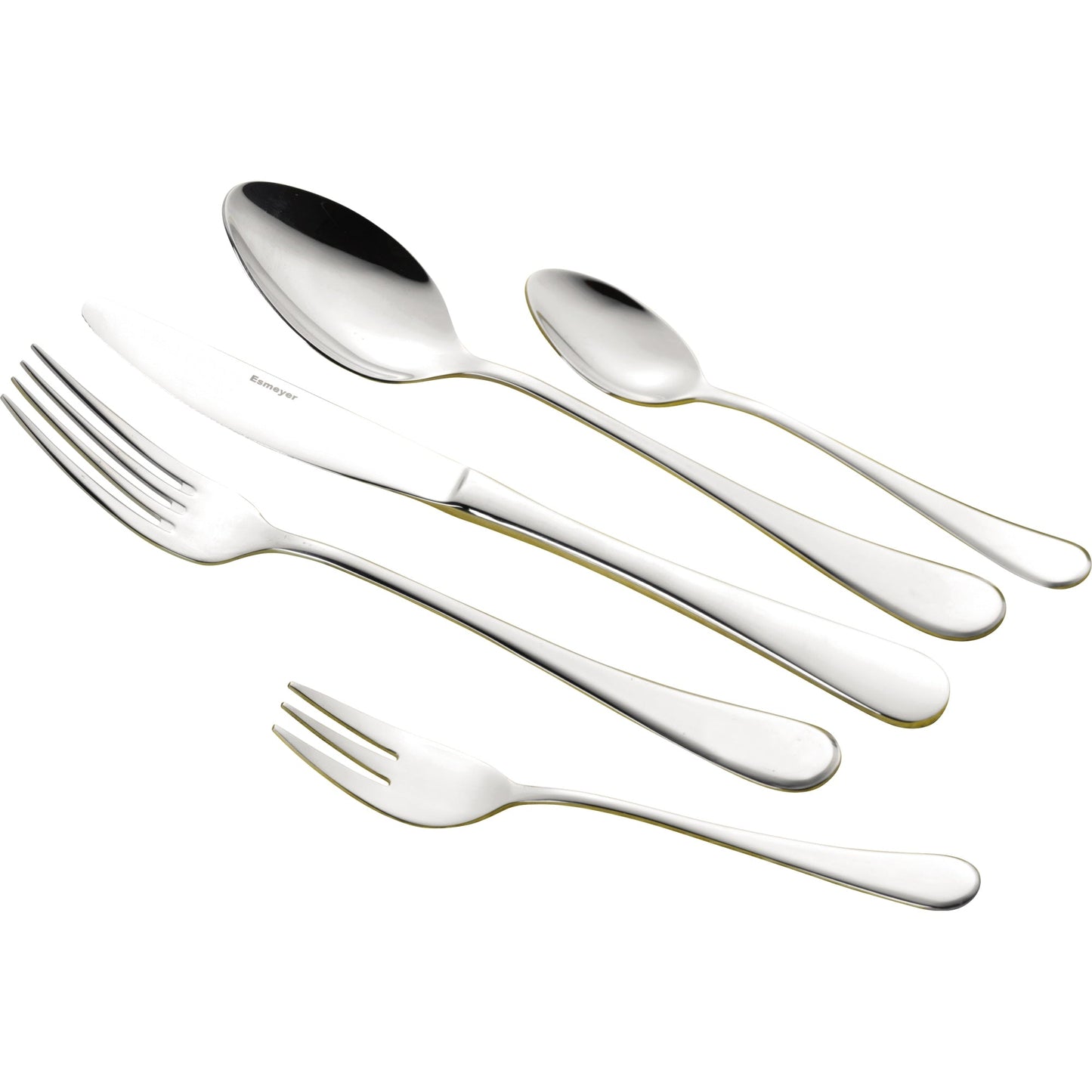 Esmeyer® Besteckgarnitur CELINE Mehrweg 36 x Menümessern, Menülöffeln, Menügabel, Kaffeelöffeln, Kuchengabeln, 1 x Besteckbehälter Edelstahl 18/10, poliert silber