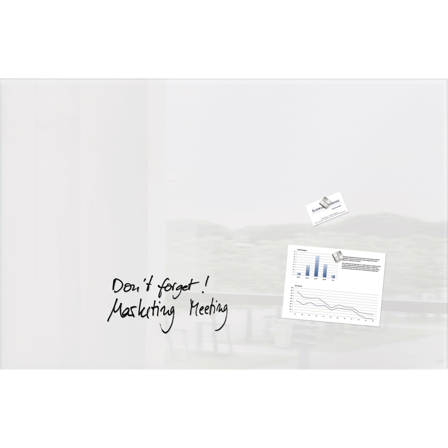 SIGEL Glasboard Artverum 100 x 65 x 1,5 cm (B x H x T) Tafel magnethaftend inkl. 3 extra starke SuperDym-Magnete Sicherheitsglas super-weiß