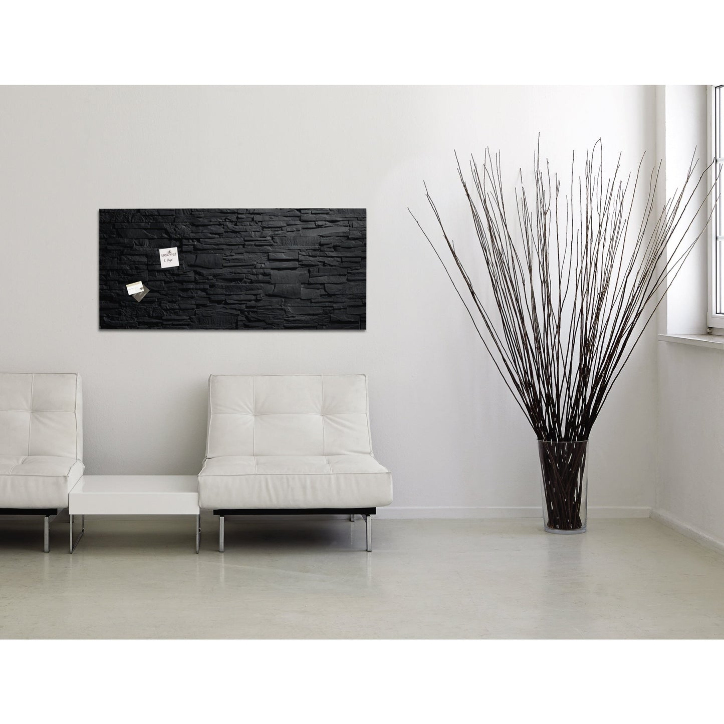 SIGEL Glasboard Artverum 91 x 46 x 1,5 cm (B x H x T) Tafel magnethaftend inkl. 3 starker SuperDym-Magnete Sicherheitsglas design Schiefer Stone