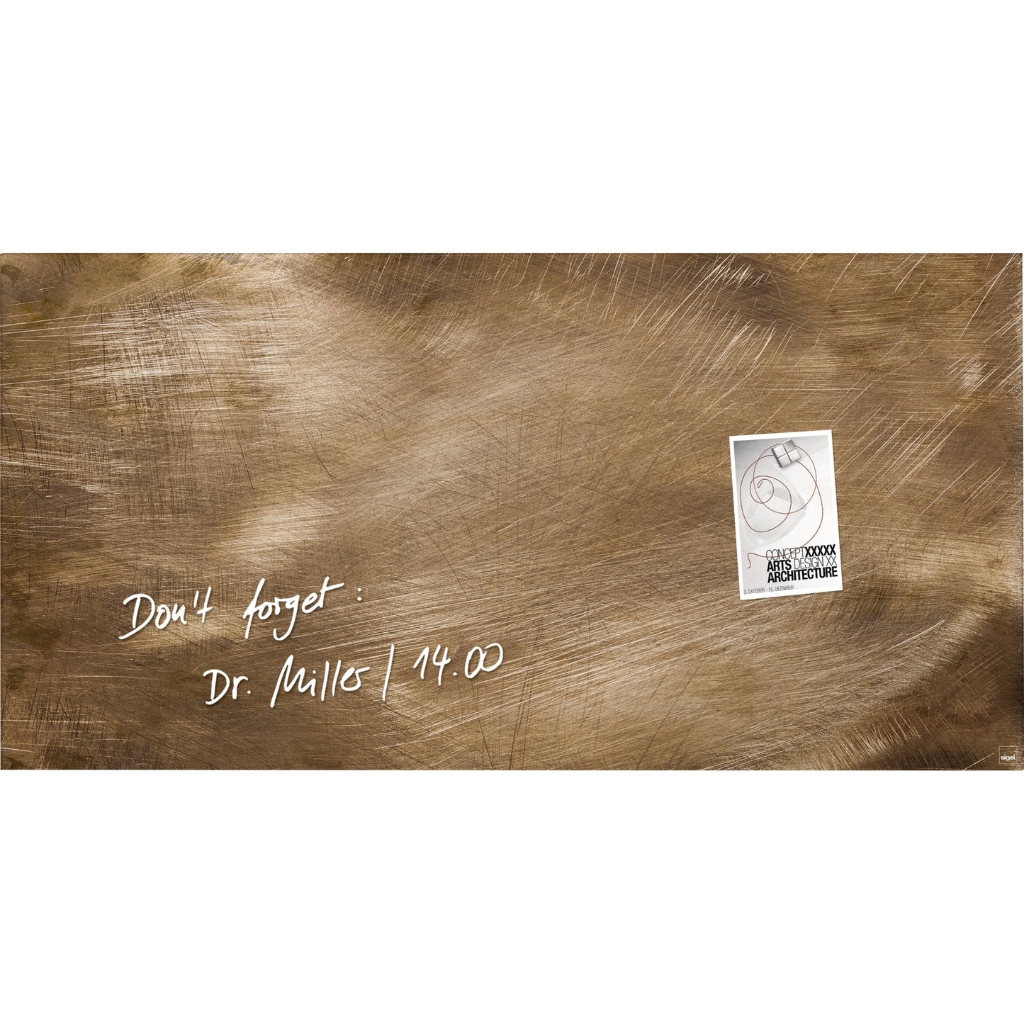 SIGEL Glasboard Artverum 91 x 46 x 1,5 cm (B x H x T) Tafel magnethaftend inkl. 3 starker SuperDym-Magnete Sicherheitsglas design Used-Bronze