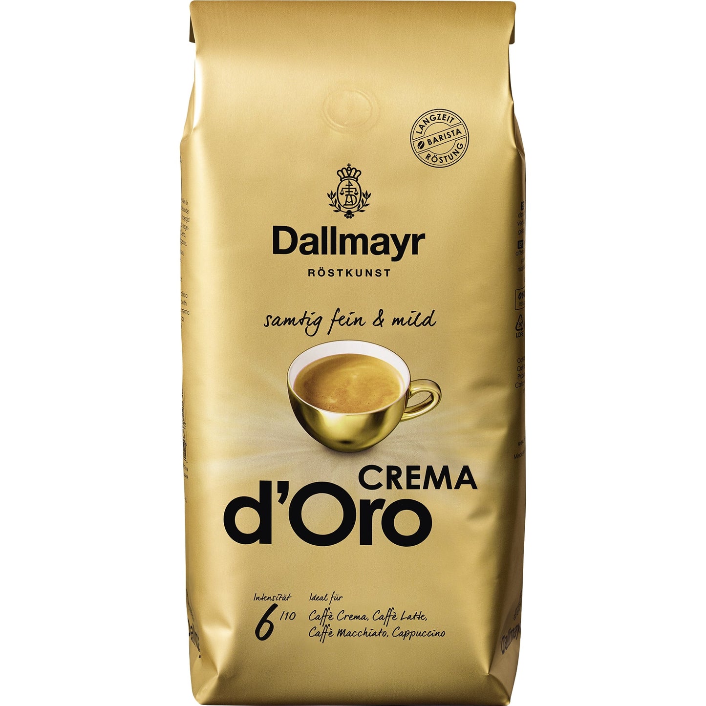 Dallmayr Kaffee Crema d´Oro samtig fein, mild ganze Bohne 1.000 g/Pack.