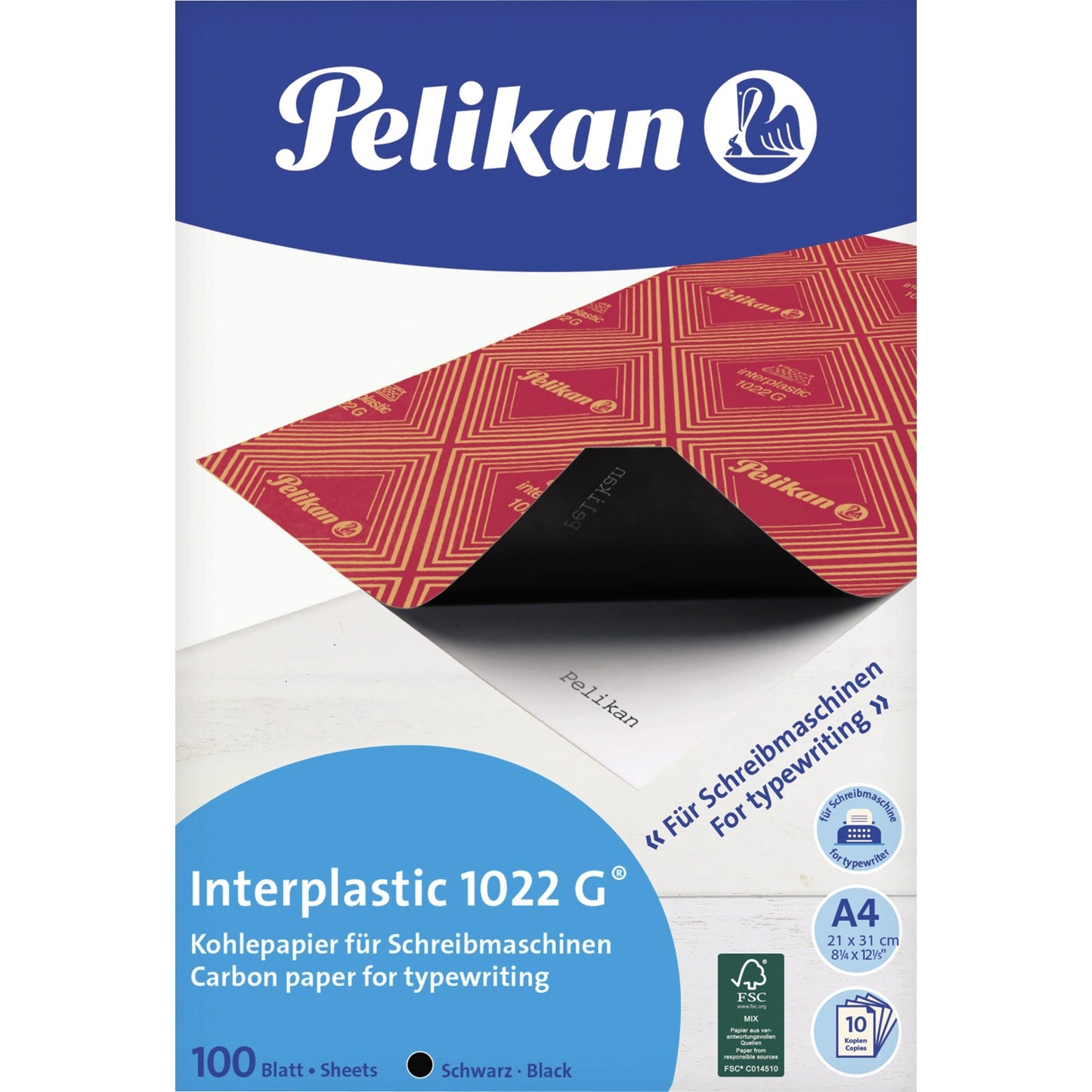 Pelikan Kohlepapier Interplastic 1022G DIN A4 schwarz 100 Bl./Pack.