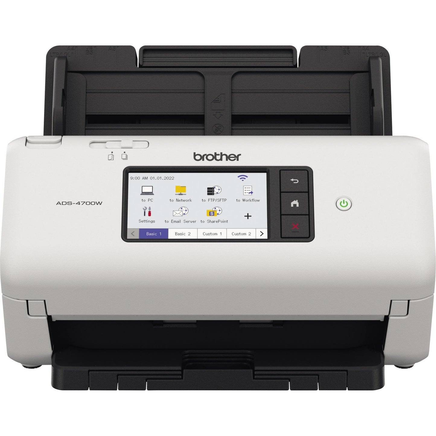 Brother Scanner ADS-4700W 29,9 x 21,6 x 19 cm (B x H x T) 40 Seiten/Min. simplex, 80 Bilder/Min. duplex 600 x 600dpi