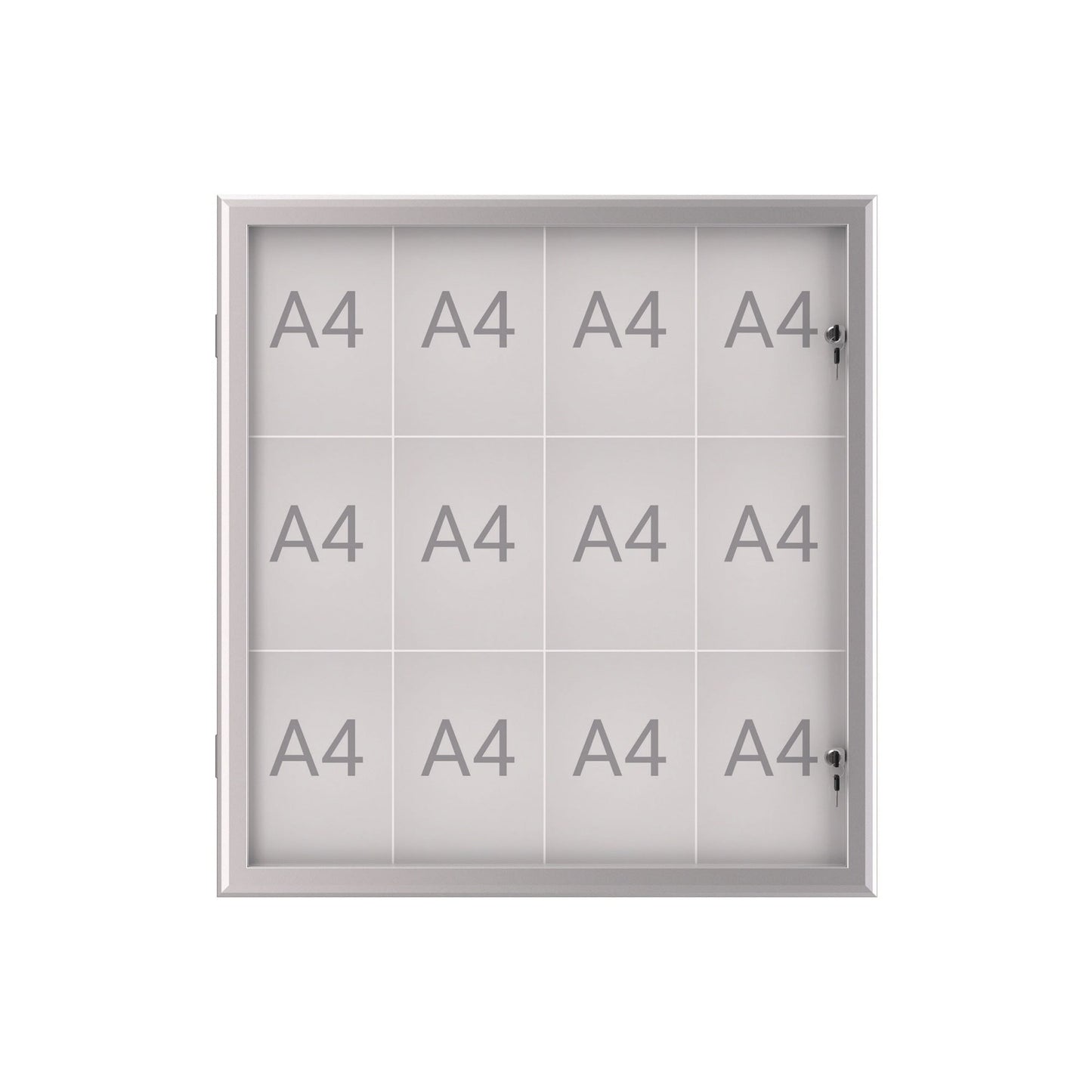 MAUL Schaukasten MAULexcite Innenbereich, regengeschützter Außenbereich 95,6 x 100 x 2,8 cm (B x H x T) 12 x DIN A4 mit Schloss Aluminium silber