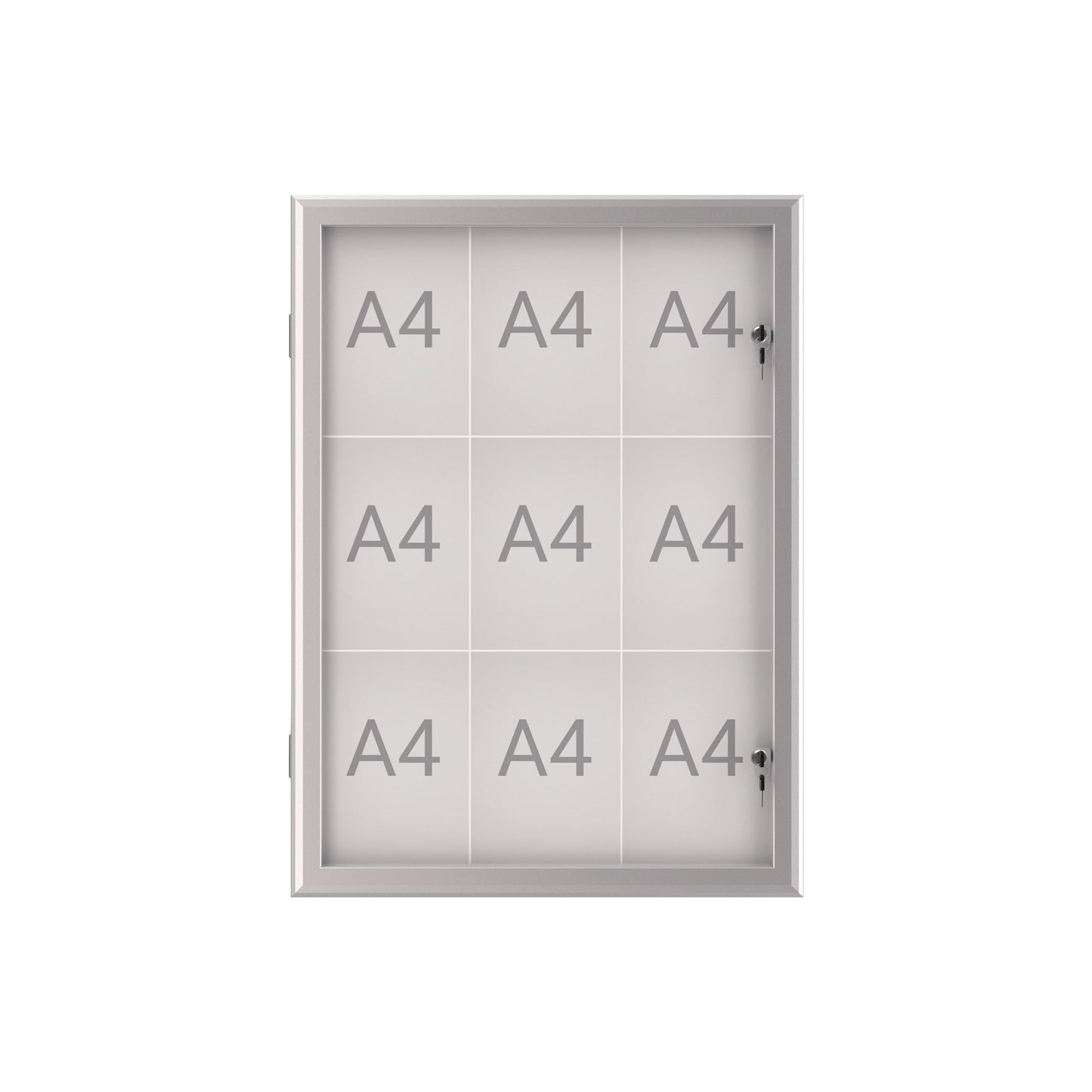 MAUL Schaukasten MAULexcite Innenbereich, regengeschützter Außenbereich 73,9 x 100 x 2,8 cm (B x H x T) 9 x DIN A4 mit Schloss Aluminium silber