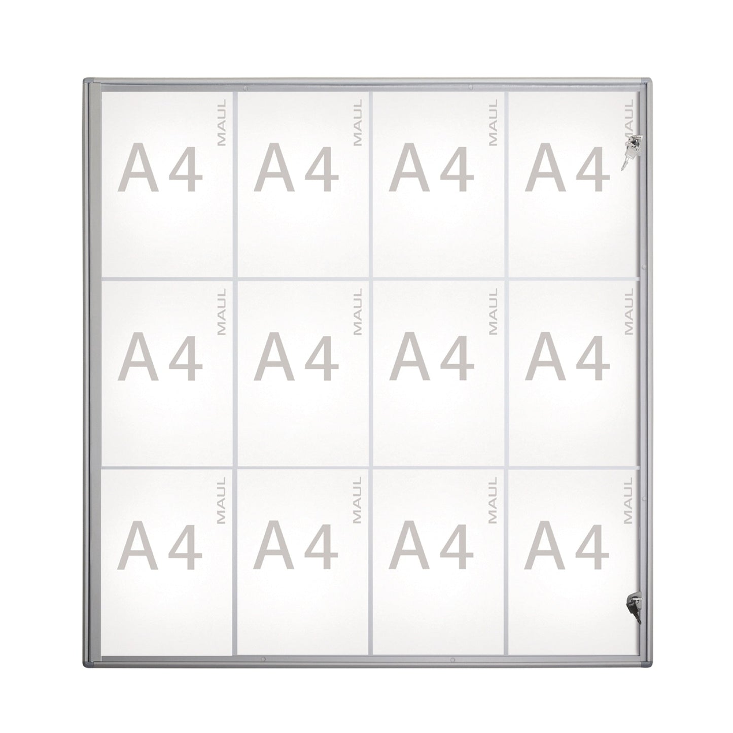 MAUL Schaukasten MAULextraslim Innenbereich 95,1 x 93 x 3,1 cm (B x H x T) 12 x DIN A4 mit Schloss Aluminium aluminium