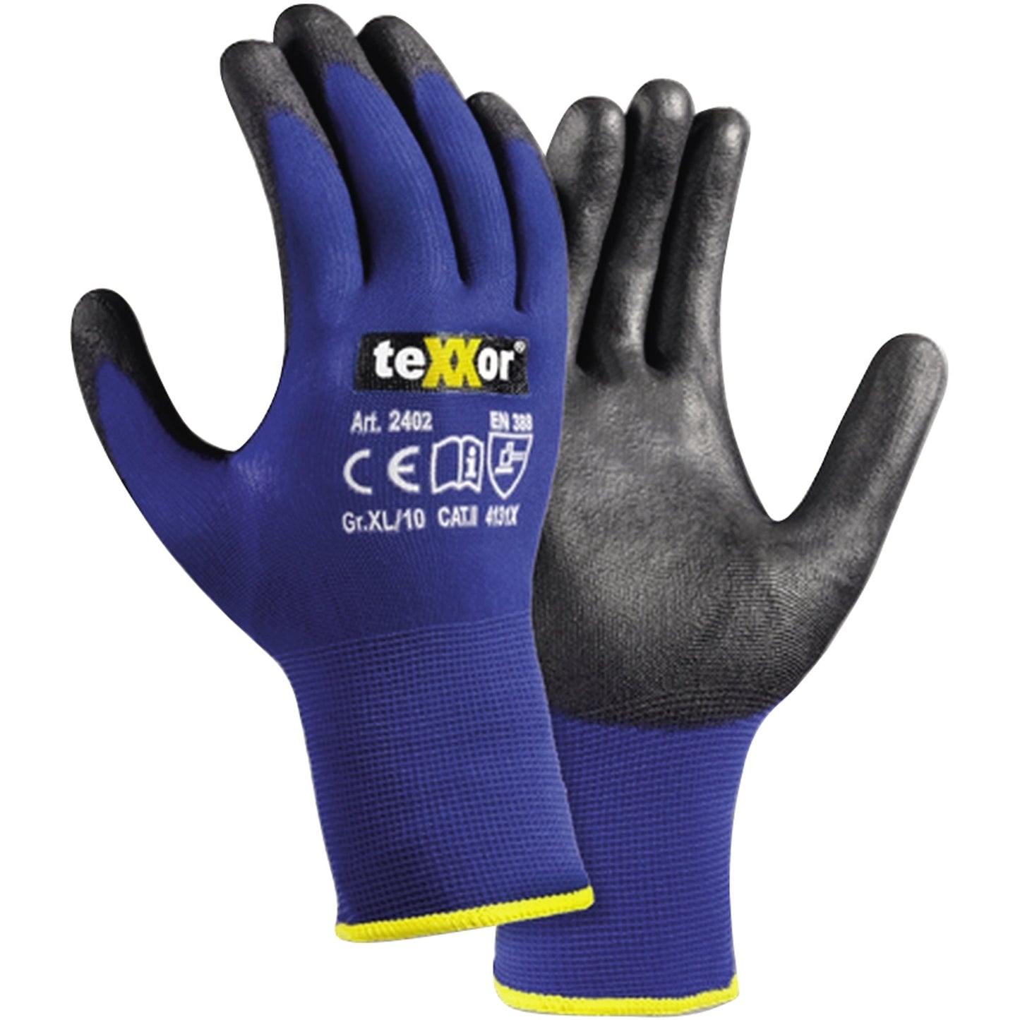 teXXor® Arbeitshandschuhe TOUCH 7 93 % Nylon, 7 % Gummi blau/schwarz