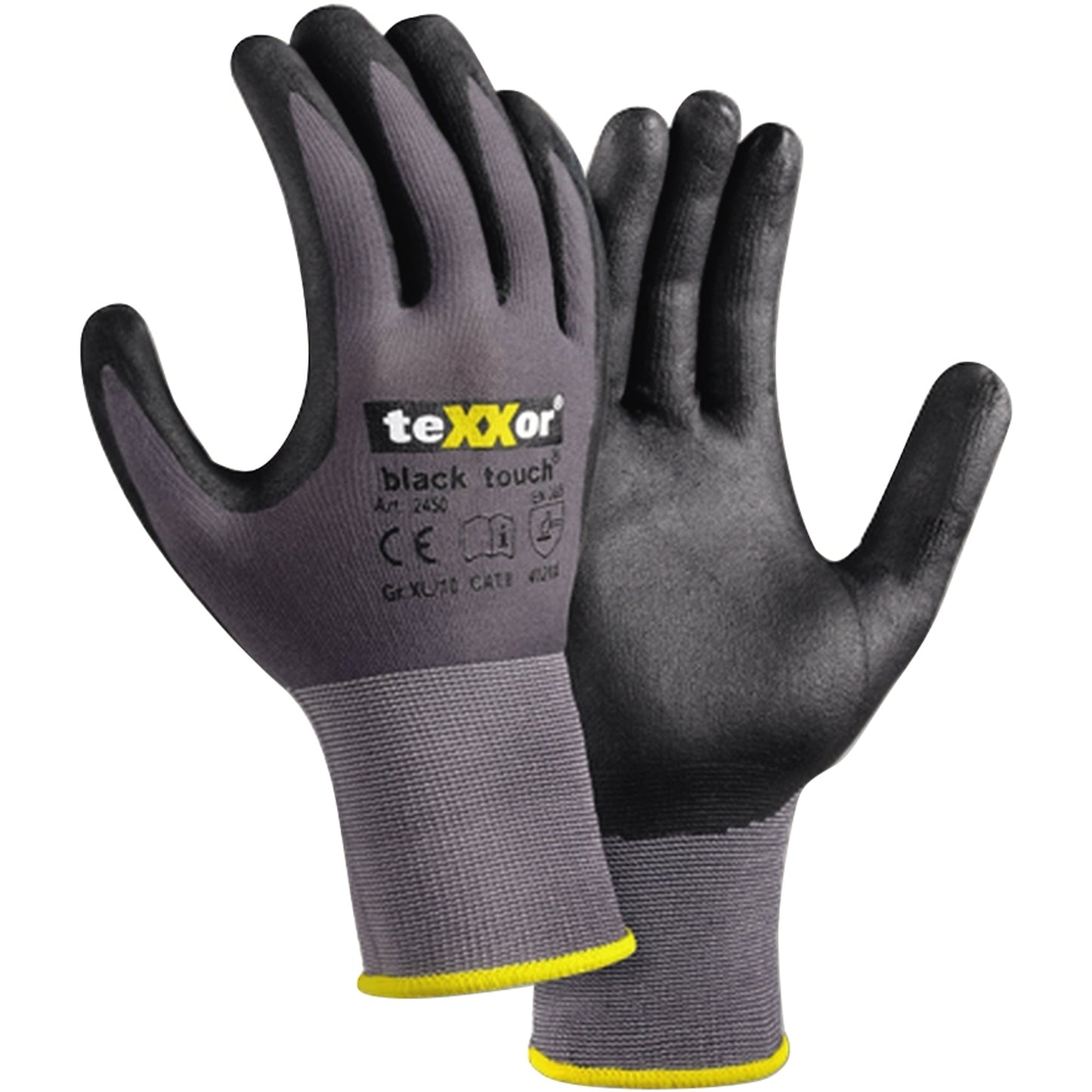 teXXor® Arbeitshandschuhe BLACK TOUCH® 9 Nylon/Spandex grau/schwarz
