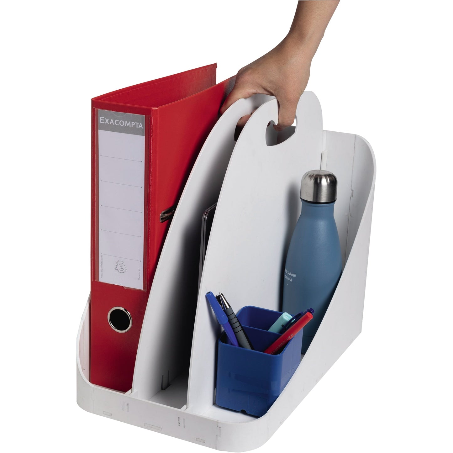 Exacompta Organisationsbox Flex Box Bee Blue 25,2 x 22,5 x 28,8 mm (B x H x T) Kunststoff, recycelt schwarz/hellgrau