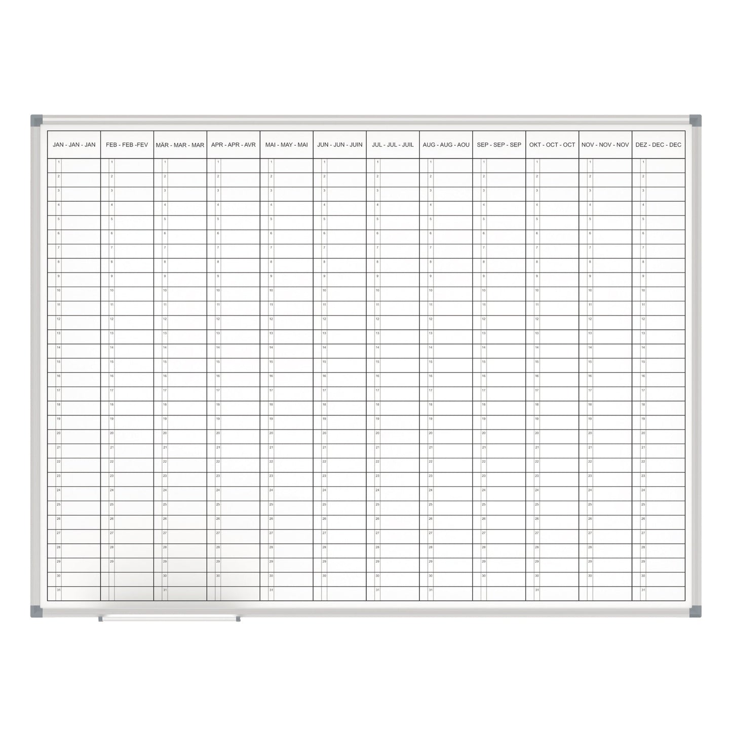 MAUL Jahresplaner MAULstandard 120 x 90 cm (B x H) 12 Monate Aluminium grau