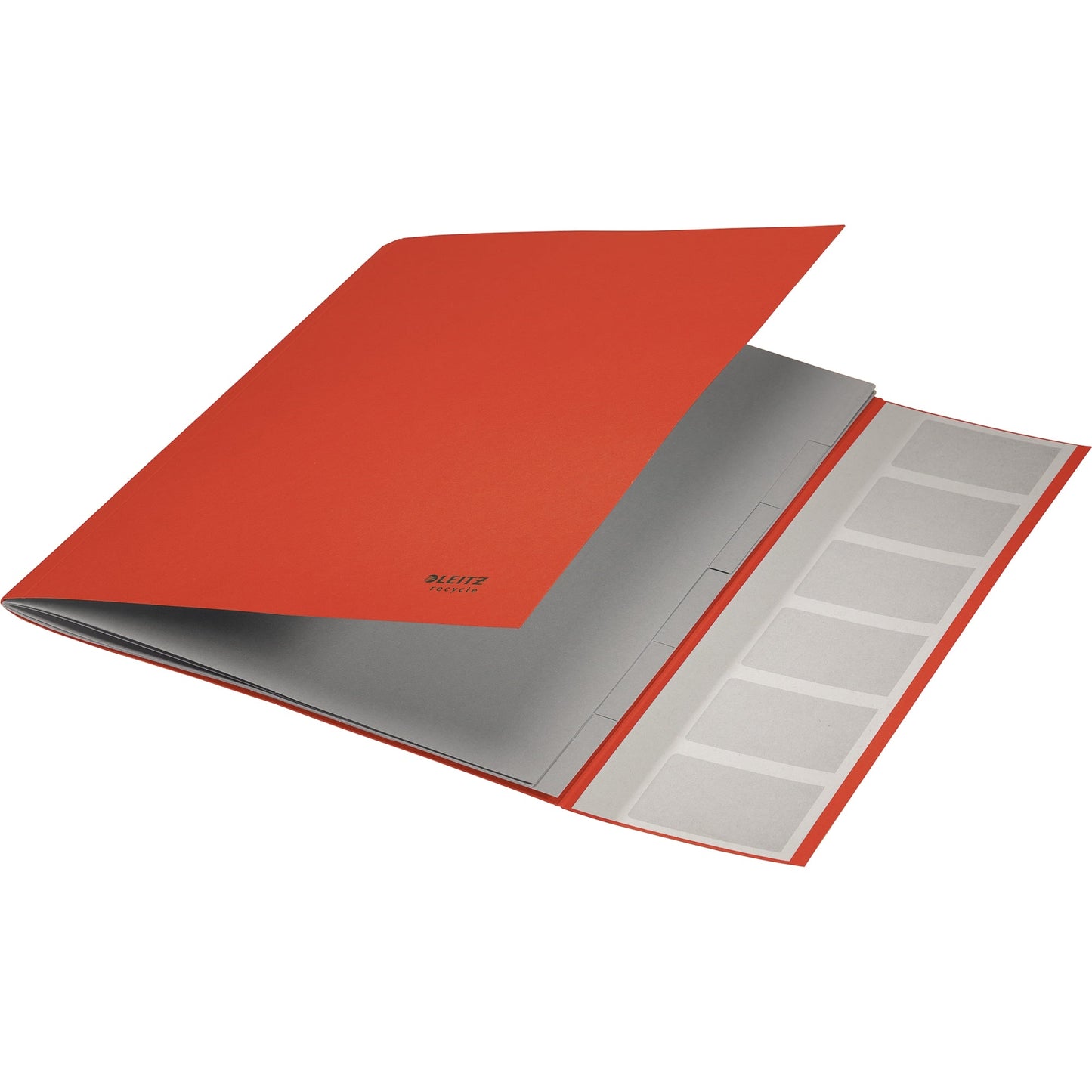 Leitz Ordnungsmappe Recycle DIN A4 275g/m² Karton, 100 % recycelt Farbe: rot Farbe des Fächerblocks: grau 6 Fächer