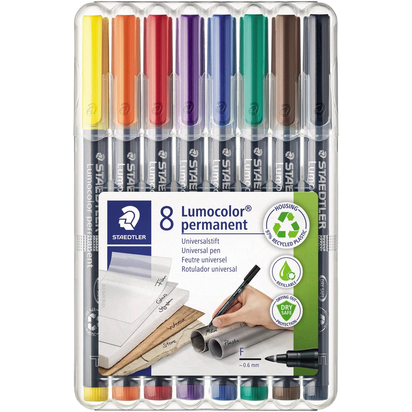 STAEDTLER® Folienstift Lumocolor® permanent 318 0,6mm farbig sortiert nicht dokumentenecht 8 St./Pack.