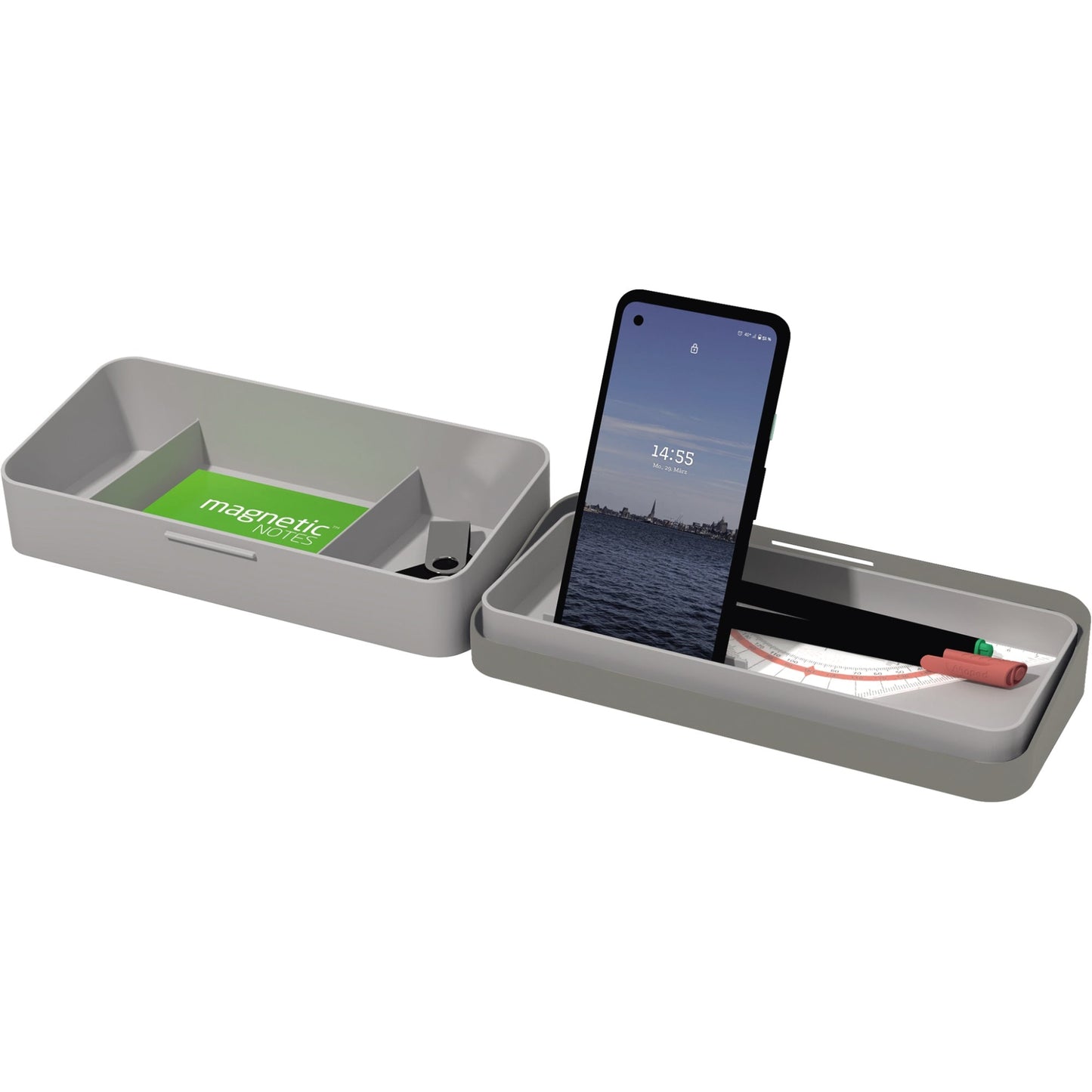 helit Tischorganizer the companion 22,5 x 5,6 x 10 cm (B x H x T) nicht gefüllt Kunststoff, recycelt lichtgrau/grau
