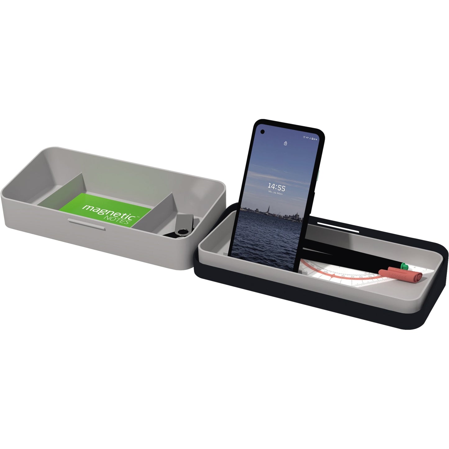 helit Tischorganizer the companion 22,5 x 5,6 x 10 cm (B x H x T) nicht gefüllt Kunststoff, recycelt schwarz/grau