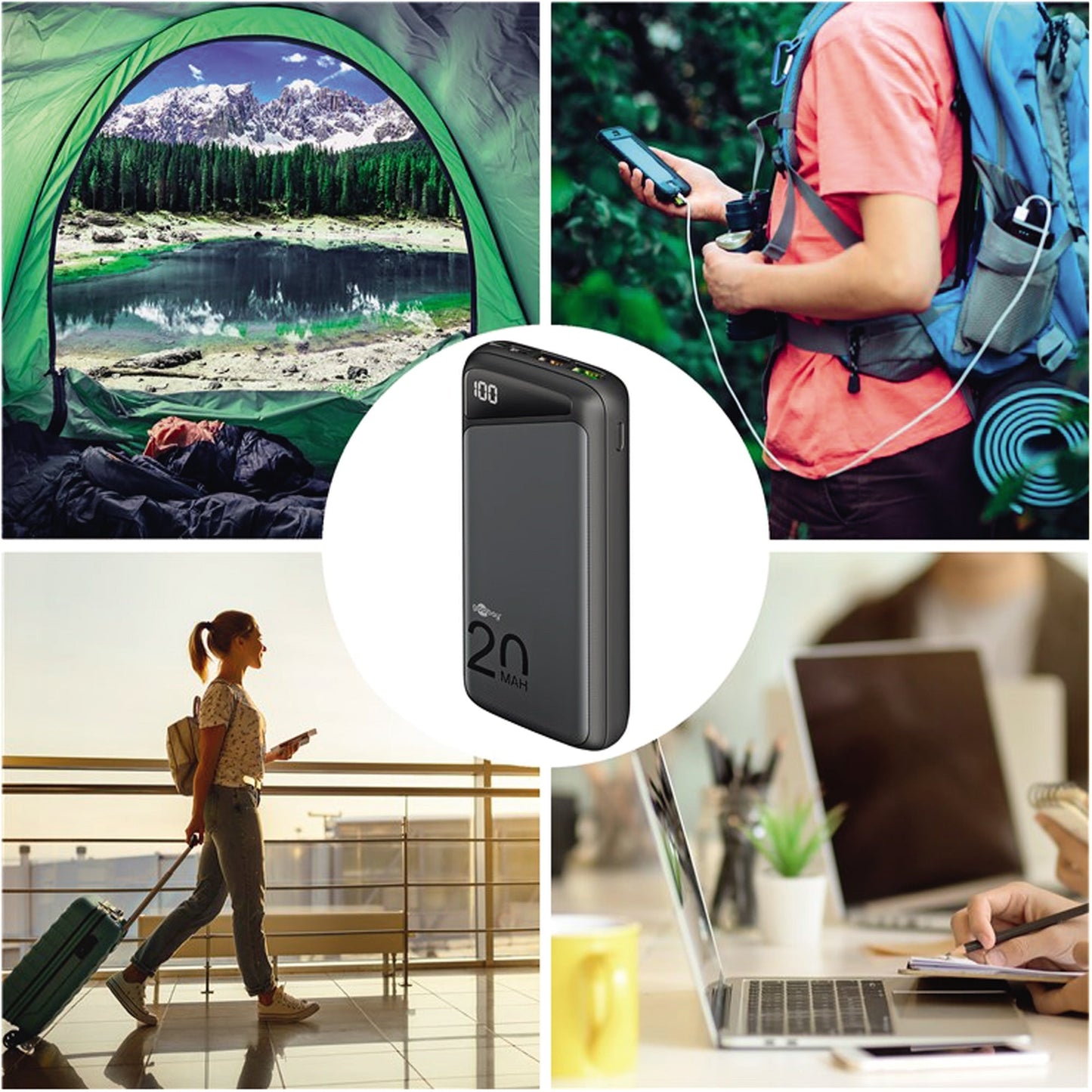 Goobay® Powerbank Produktverwendung: USB-fähige Geräte 69 x 27,5 x 140 mm (B x H x T) Micro-USB, 2 x USB 3.0, USB-C inkl. USB-Kabel schwarz
