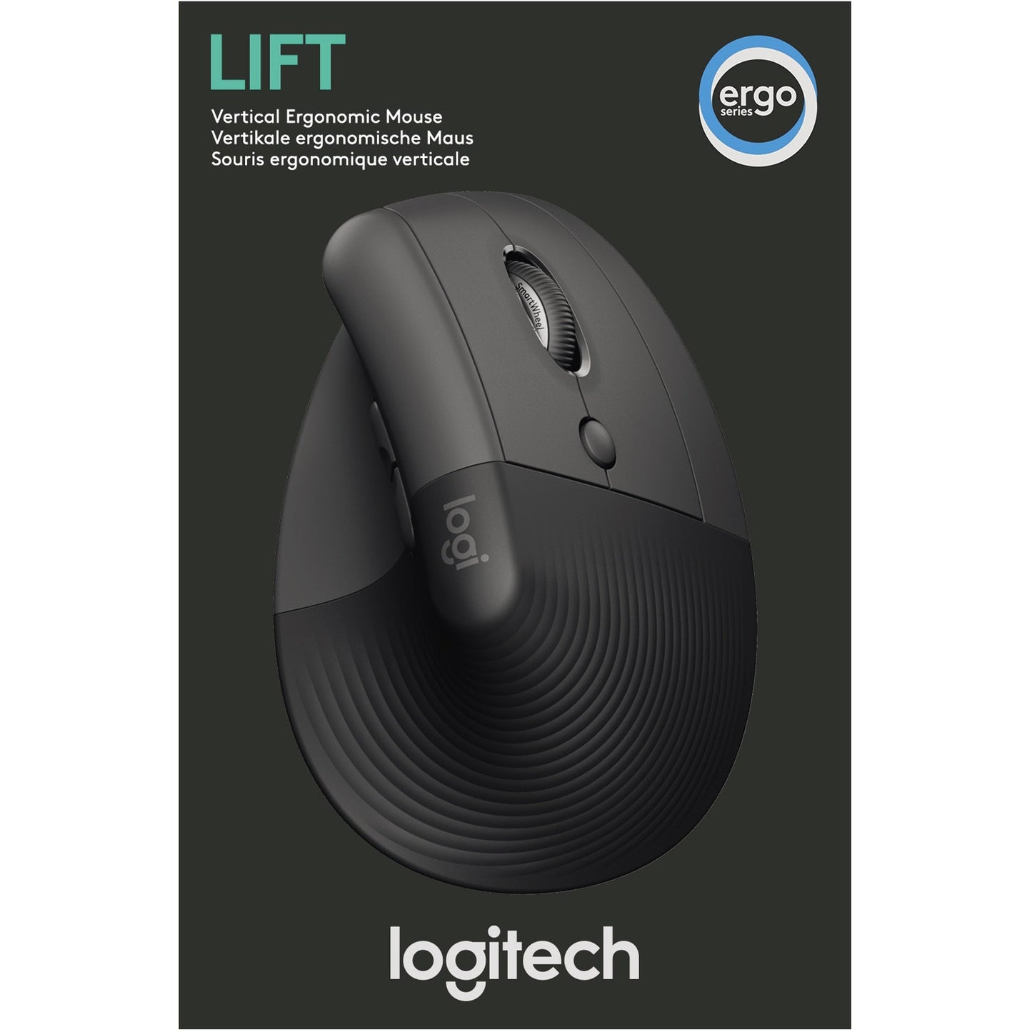 Logitech Optische PC Maus Lift Rechtshänder ergonomisch USB-A 10m Batterie inkl. Bolt USB-Empfänger, Schnellstartanleitung graphite