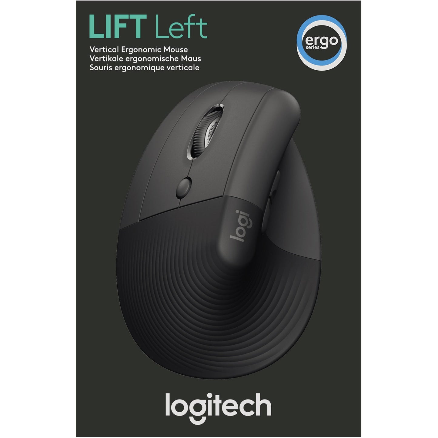 Logitech Optische PC Maus Lift Linkshänder ergonomisch USB-A 10m Batterie inkl. Bolt USB-Empfänger, Schnellstartanleitung graphite