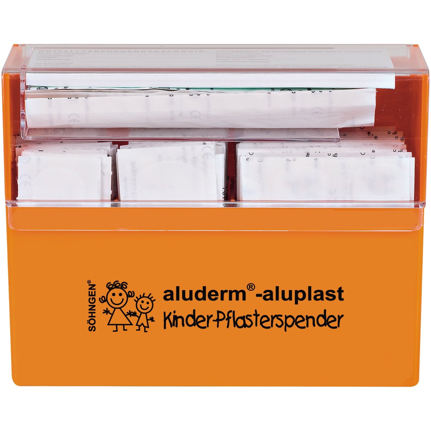 aluderm® Pflasterspender Kinder aluderm®-aluplast 16 x 12,2 x 5,7 cm (B x H x T) gefüllt ABS Kunststoff orange