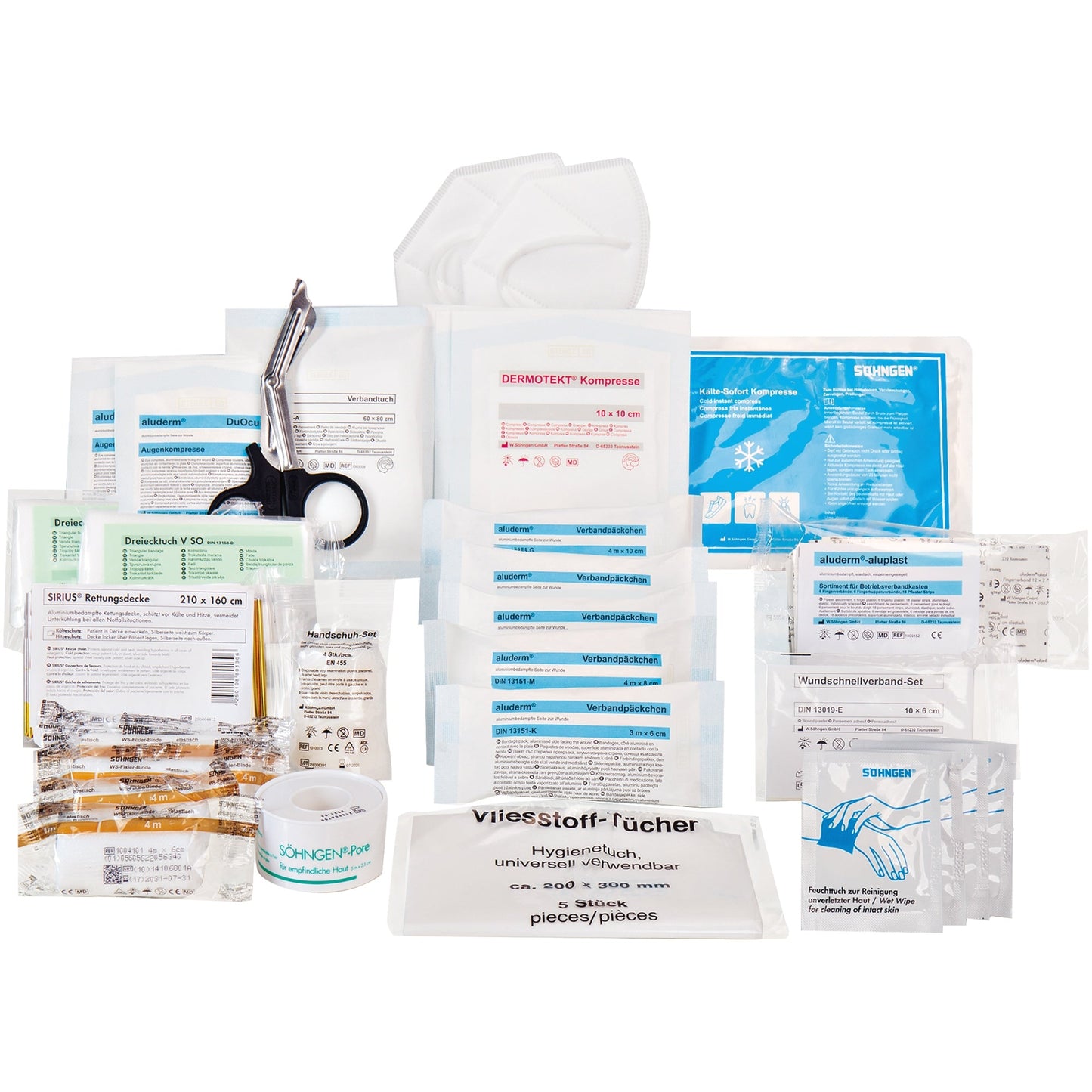 SÖHNGEN® Erste Hilfe Nachfüllset Standard Erste Hilfe Koffer, Verbandkasten 83 Teile