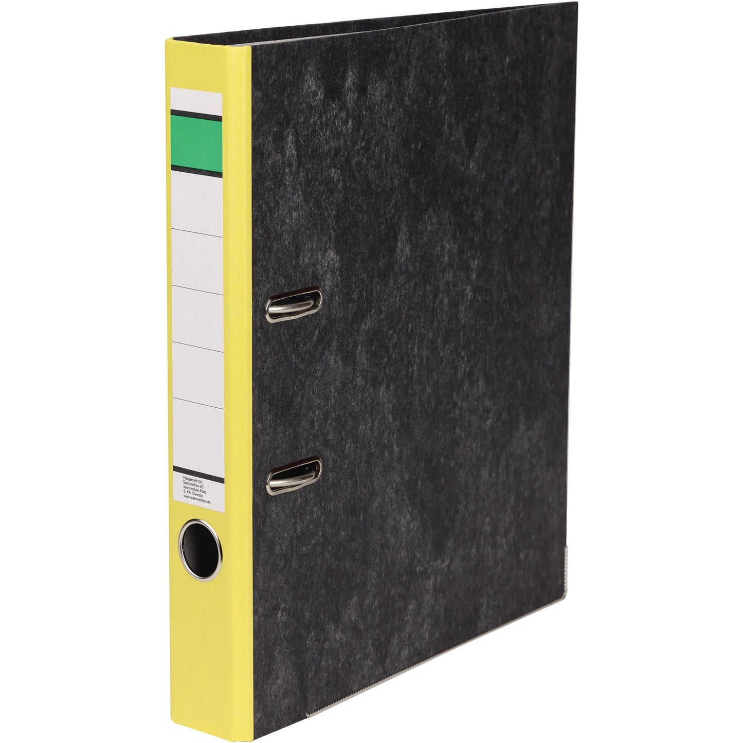 Ordner 50mm DIN A4 Rückenschild: geklebt mit Schlitzen Werkstoff: Papier, 100 % recycelt gelb