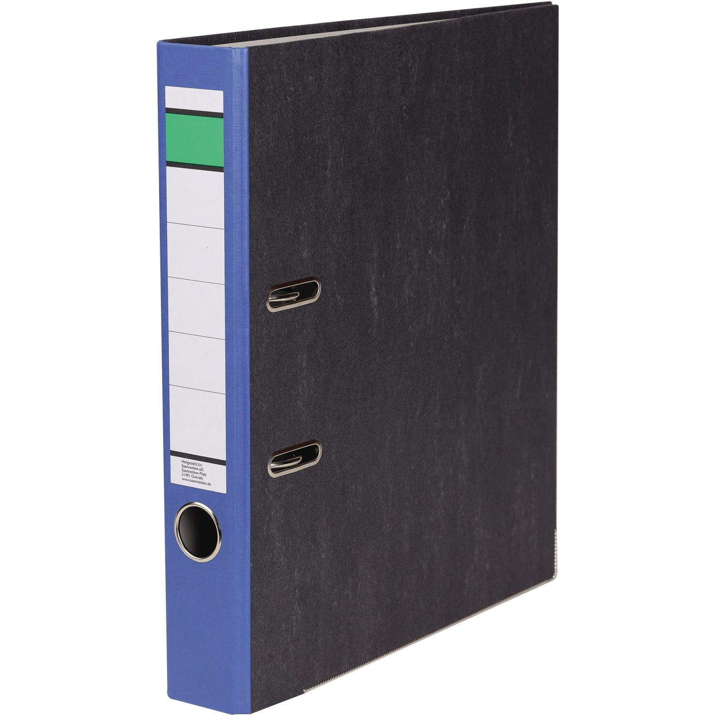 Ordner 50mm DIN A4 Rückenschild: geklebt mit Schlitzen Werkstoff: Papier, 100 % recycelt blau