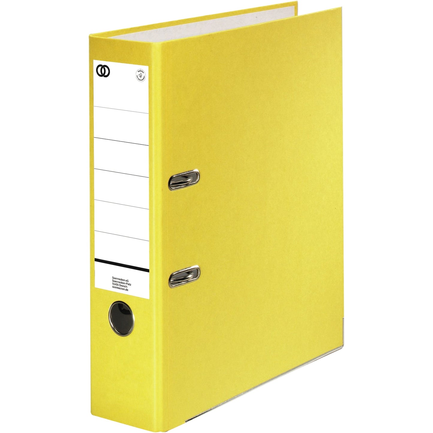 Soennecken Ordner oeco 80mm DIN A4 mit Schlitzen Werkstoff: Recyclingkarton Material außen: Papier Material innen: Papier gelb