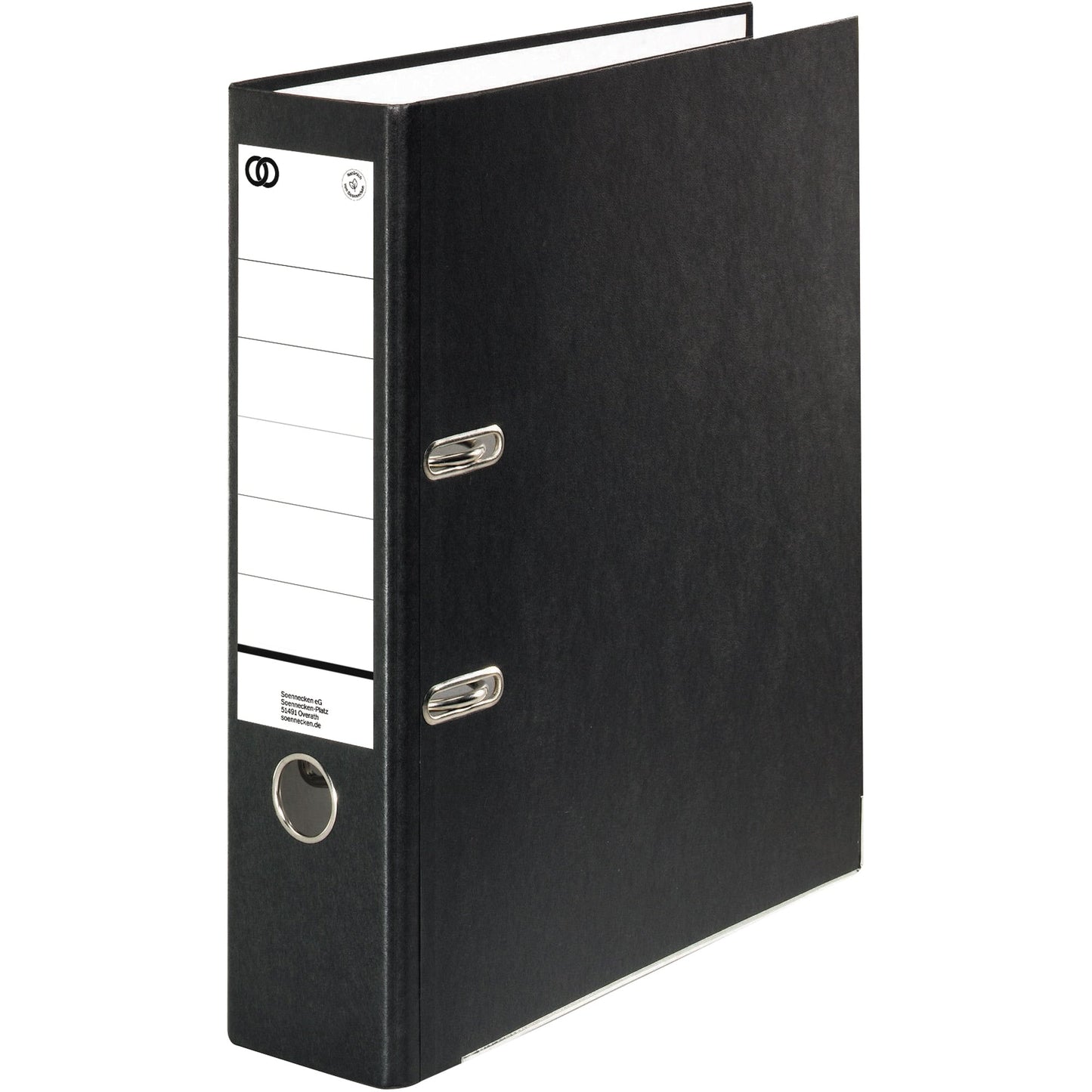 Soennecken Ordner oeco 80mm DIN A4 mit Schlitzen Werkstoff: Recyclingkarton Material außen: Papier Material innen: Papier schwarz