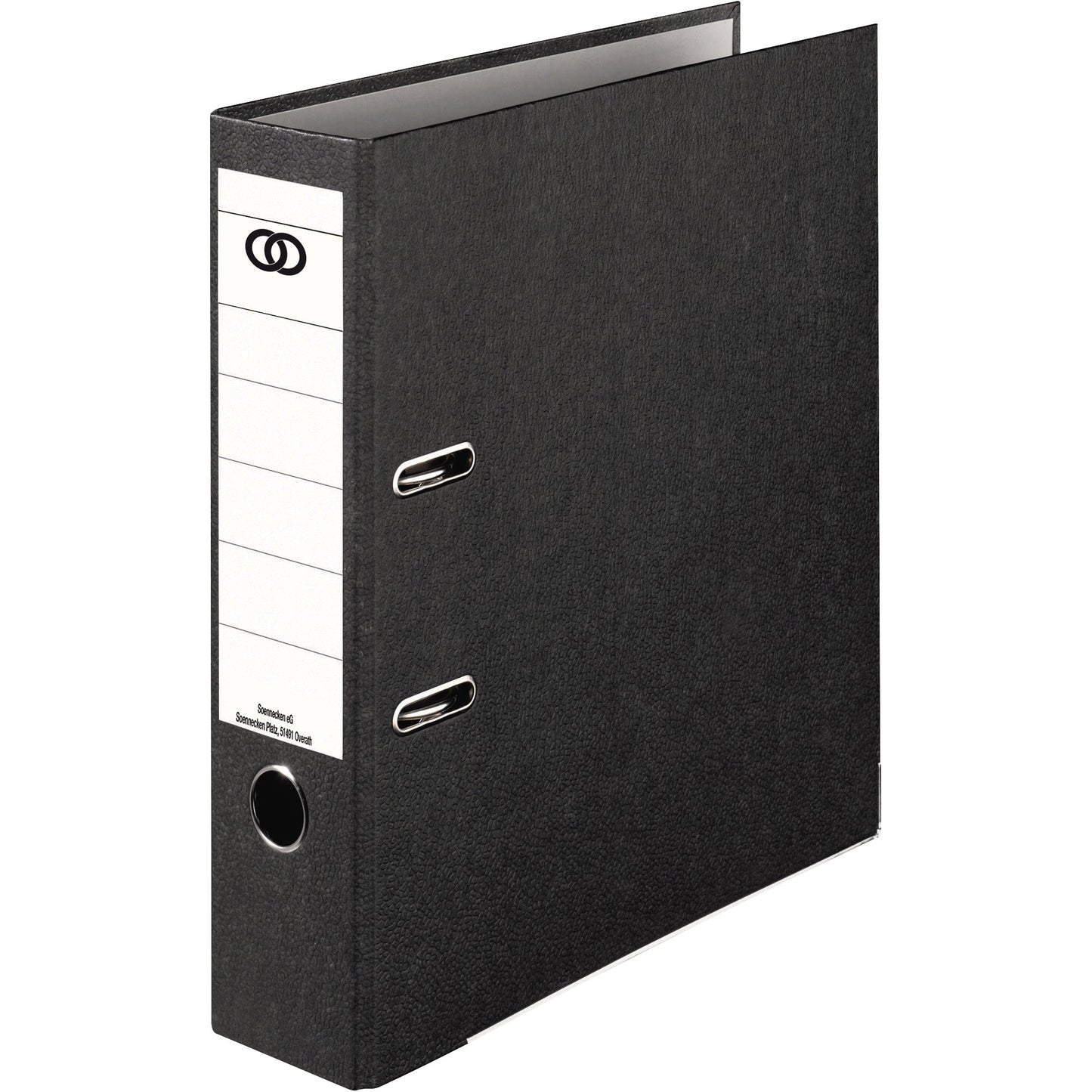 Soennecken Ordner oeco 80mm DIN A4 Rückenschild: geklebt mit Schlitzen Werkstoff: Graupappe, 100 % recycelt Material außen: Papier, 100 % recycelt schwarz 10 St./Pack.