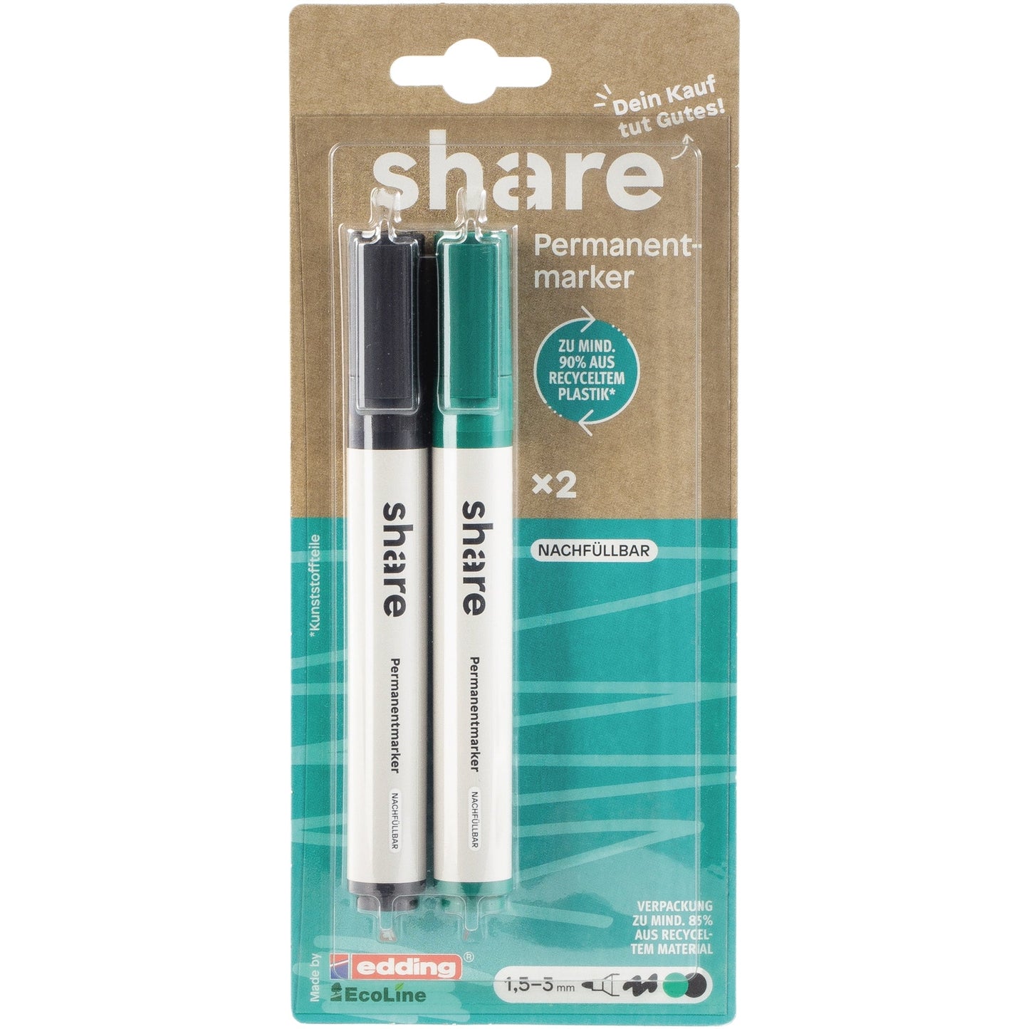 share Permanentmarker 1,5-3mm farbig sortiert 2 St./Pack.