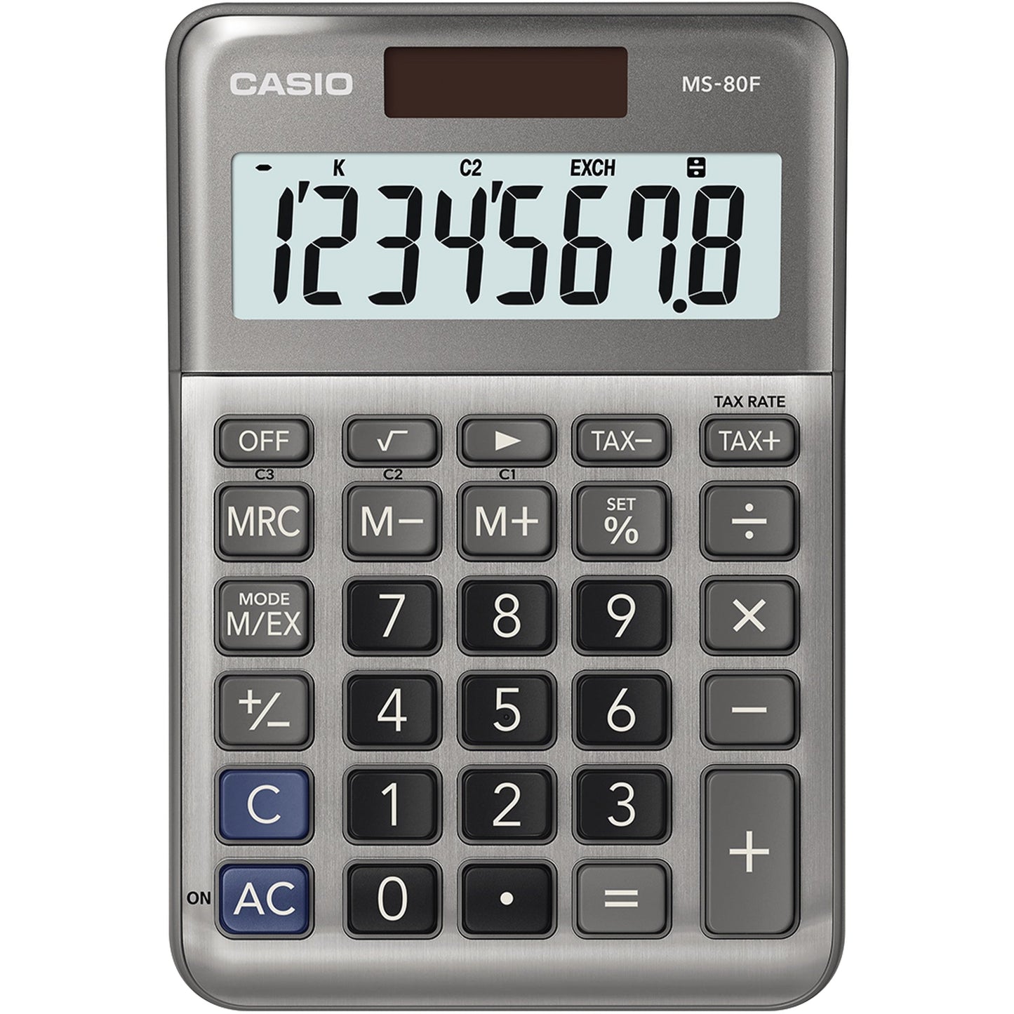 CASIO® Tischrechner MS-80F 101 x 27,6 x 148,5 mm (B x H x T) Batterie, Solar-Energie silber