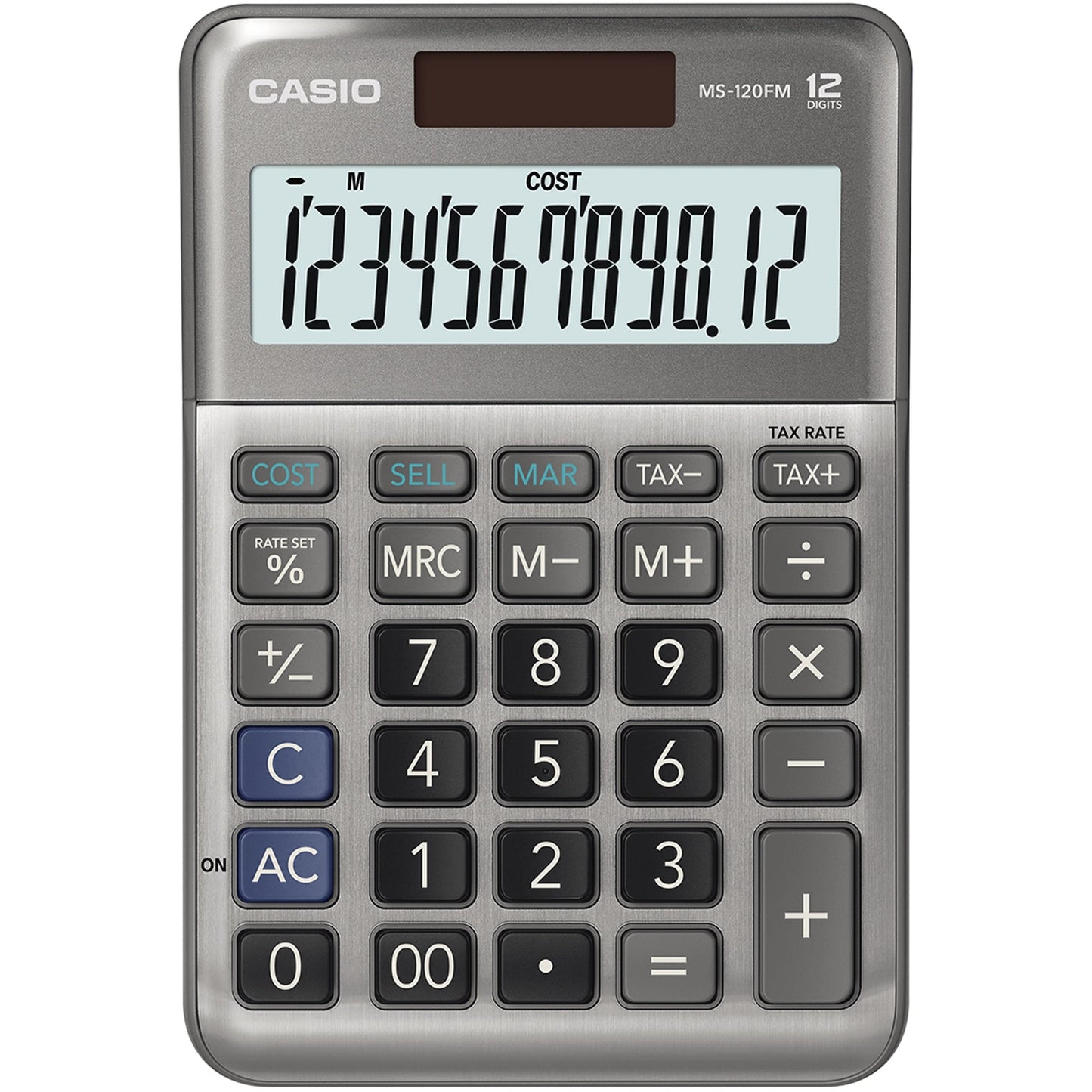 CASIO® Tischrechner MS-120FM 101 x 27,6 x 148,5 mm (B x H x T) Batterie, Solar-Energie silber