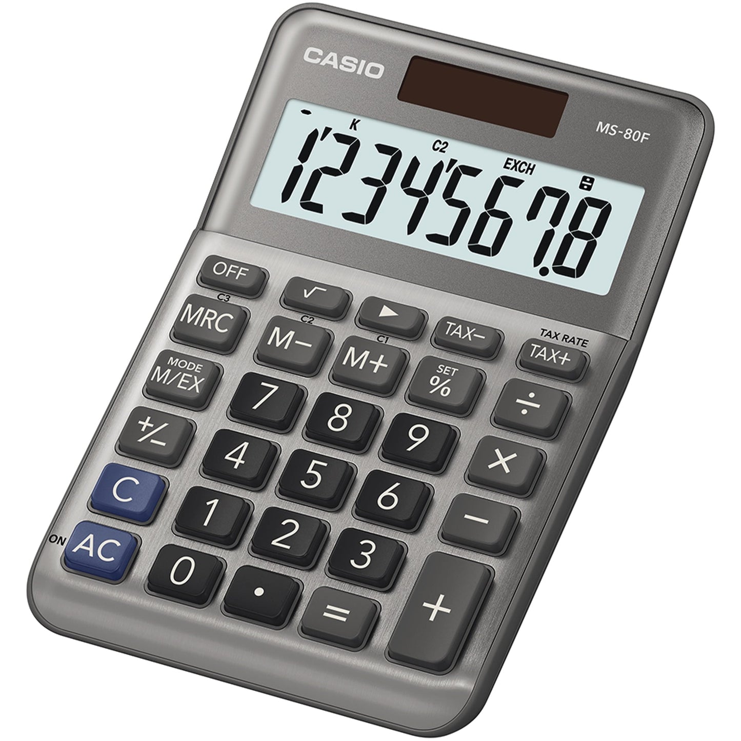 CASIO® Tischrechner MS-80F 101 x 27,6 x 148,5 mm (B x H x T) Batterie, Solar-Energie silber