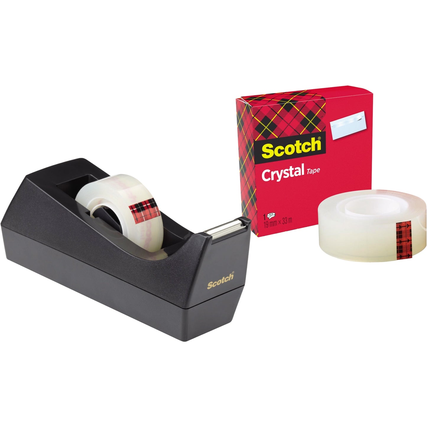 Scotch® Tischabroller Sparset C38 19 mm x 33 m (B x L) inkl. 1 Rolle Scotch® Crystal Klebefilm, 19 mm x 10 m (B x L) schwarz