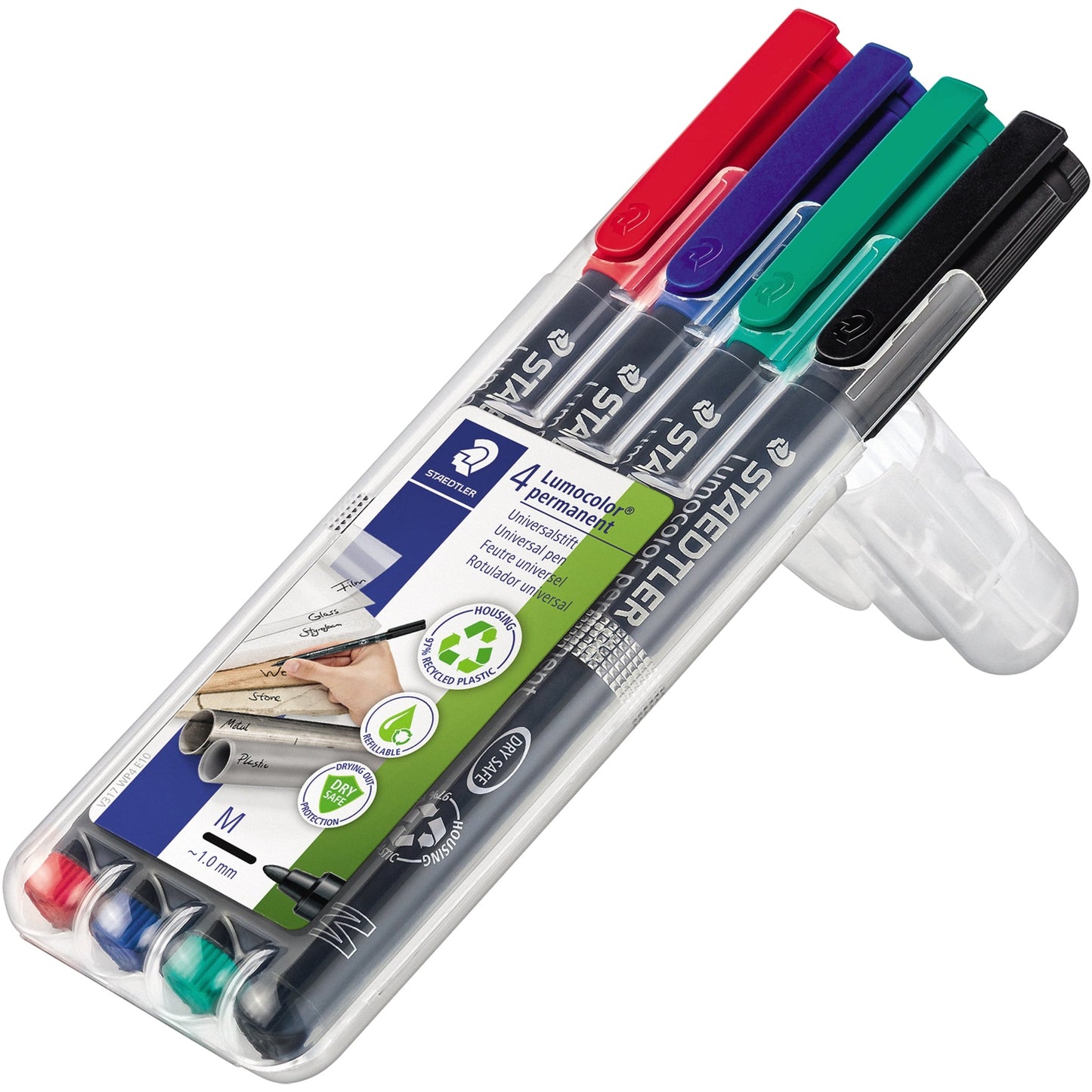 STAEDTLER® Folienstift Lumocolor® permanent 317 1mm farbig sortiert nicht dokumentenecht 4 St./Pack.