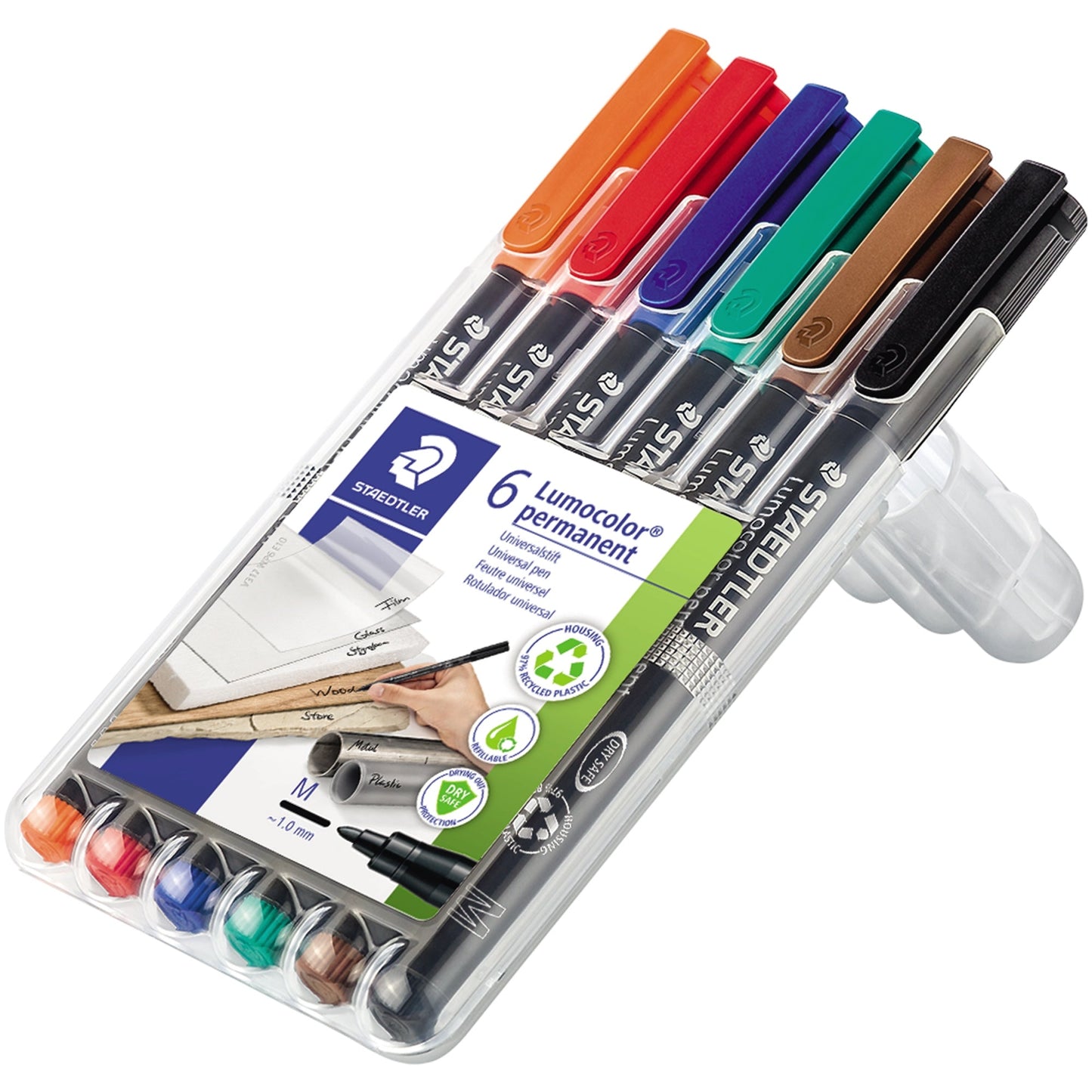STAEDTLER® Folienstift Lumocolor® permanent 317 1mm farbig sortiert nicht dokumentenecht 6 St./Pack.