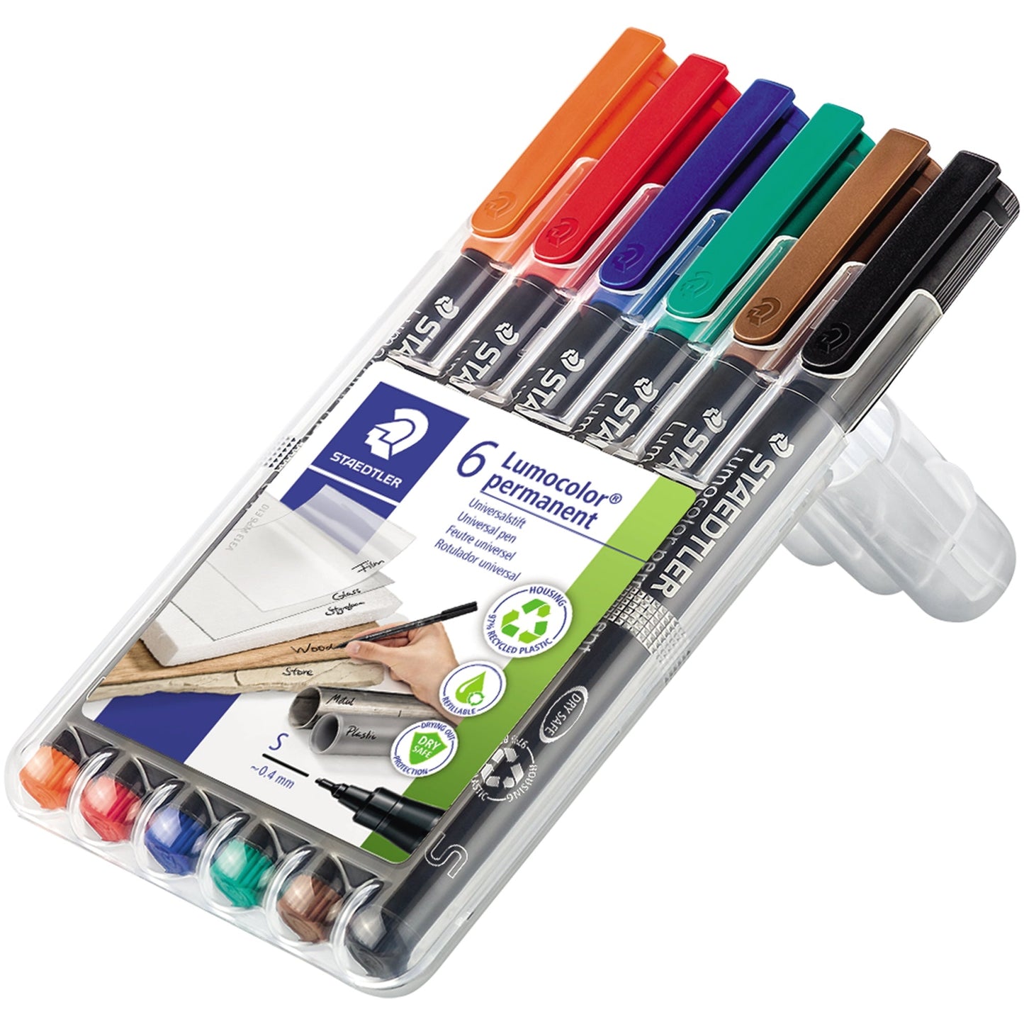 STAEDTLER® Folienstift Lumocolor® permanent 313 0,4mm farbig sortiert nicht dokumentenecht 6 St./Pack.