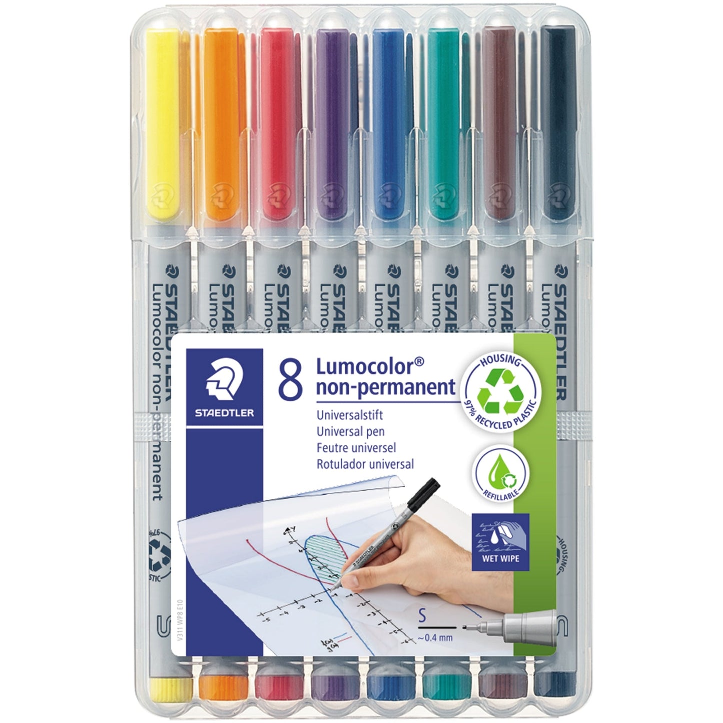 STAEDTLER® Folienstift Lumocolor® non-permanent 311 0,4mm farbig sortiert nicht dokumentenecht 8 St./Pack.
