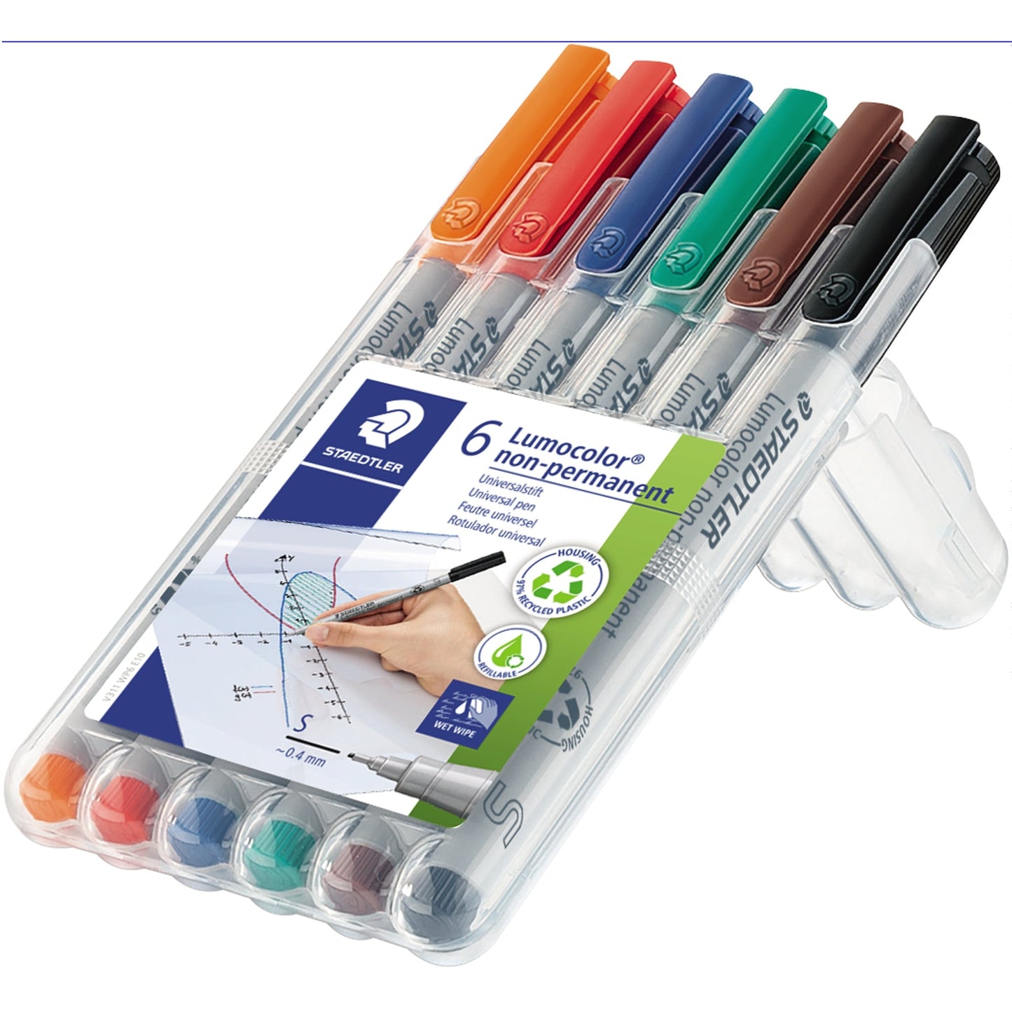 STAEDTLER® Folienstift Lumocolor® non-permanent 311 0,4mm farbig sortiert nicht dokumentenecht 6 St./Pack.