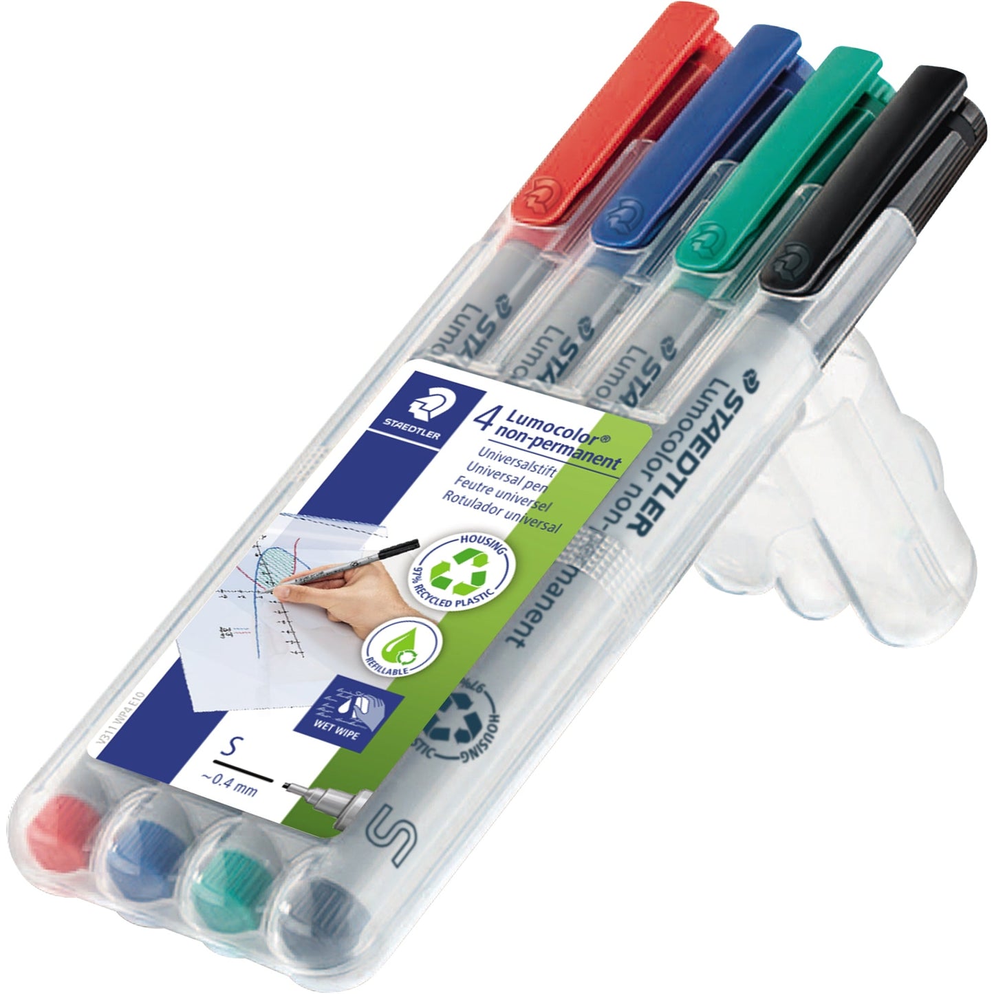 STAEDTLER® Folienstift Lumocolor® non-permanent 311 0,4mm farbig sortiert nicht dokumentenecht 4 St./Pack.
