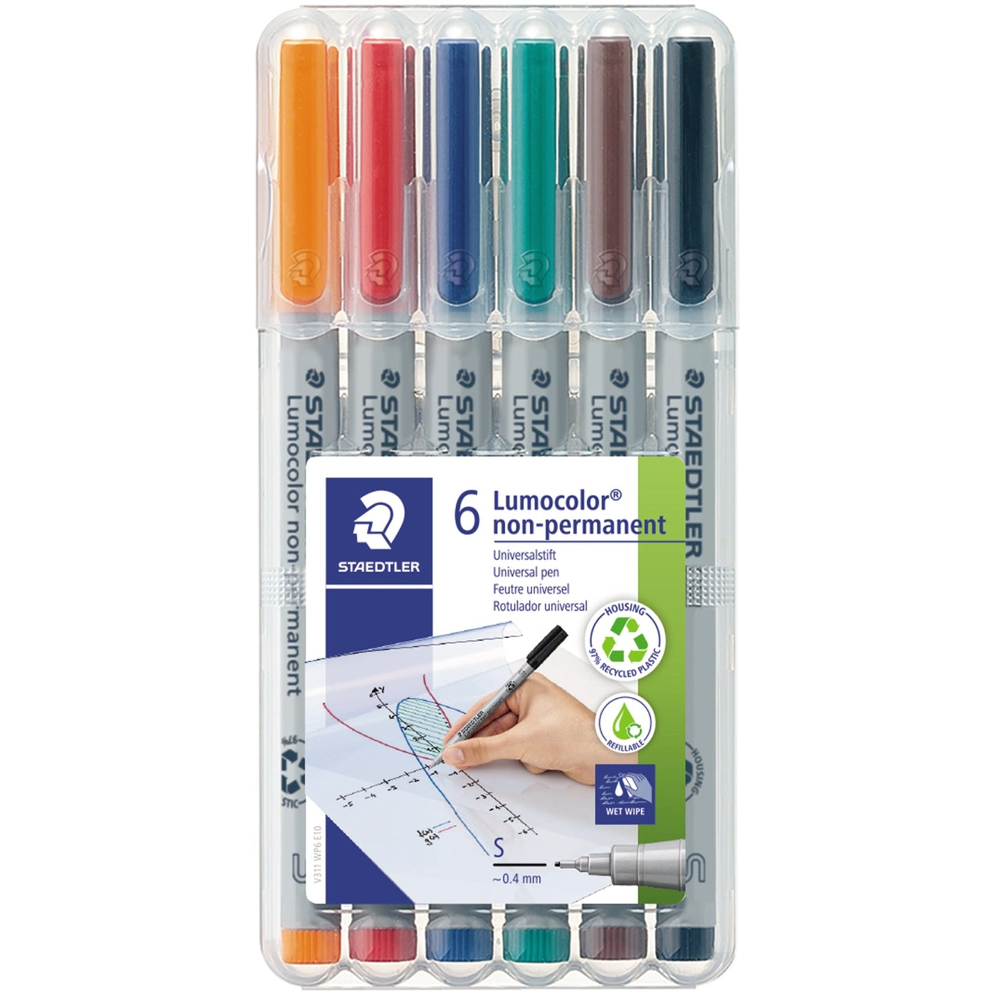 STAEDTLER® Folienstift Lumocolor® non-permanent 311 0,4mm farbig sortiert nicht dokumentenecht 6 St./Pack.