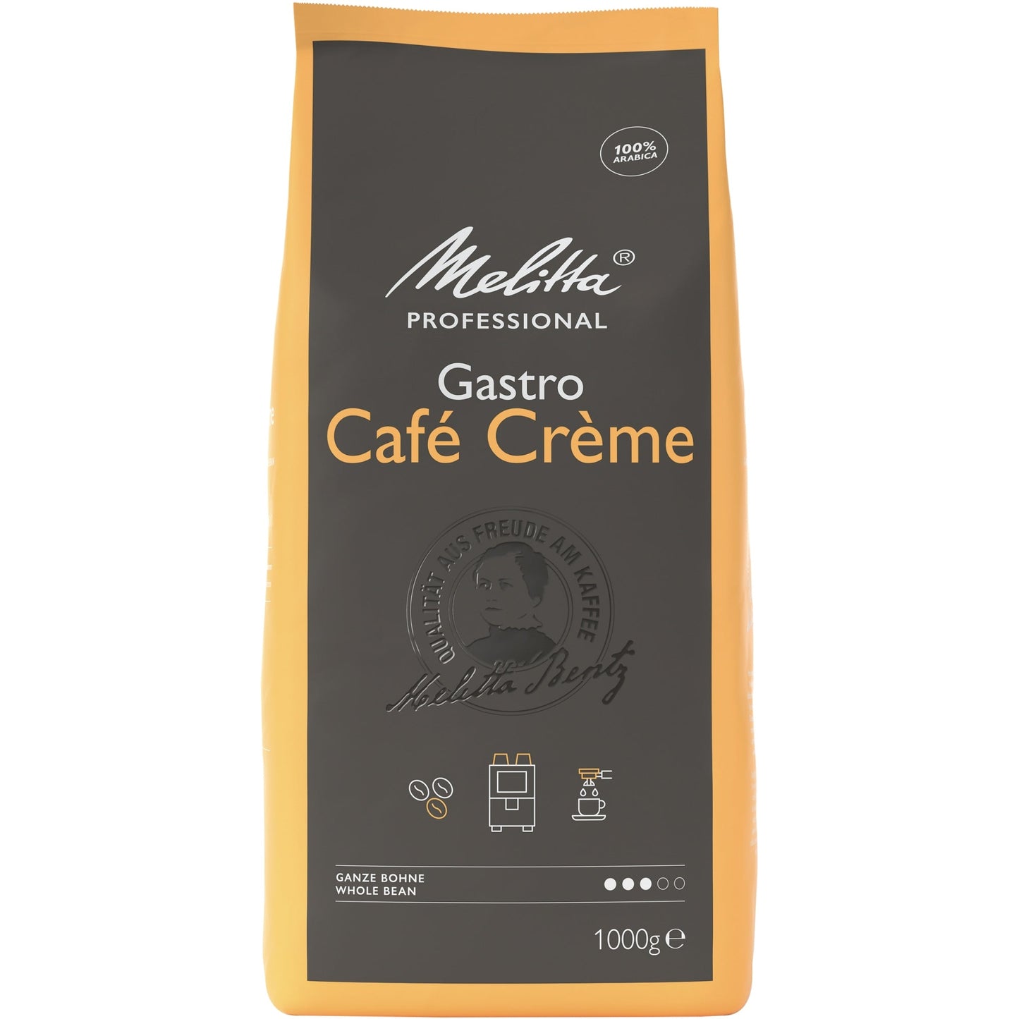 Melitta Kaffee Gastronomie Café Crème vollmundig harmonisch ganze Bohne 1.000 g/Pack.