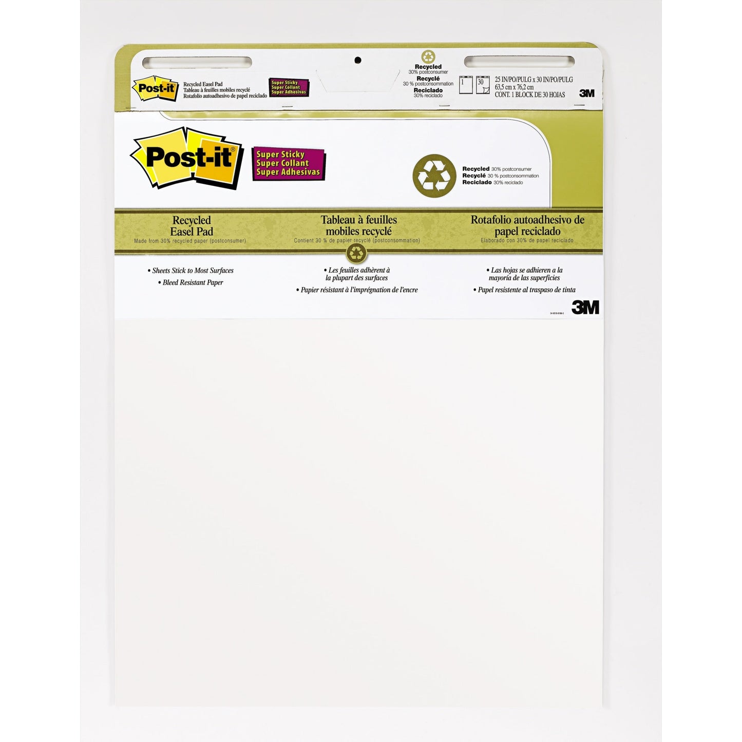 Post-it® Flipchartblock Meeting Chart 63,5 x 76,2 cm (B x H) blanko 30 Bl./Block 2 Block/Pack.