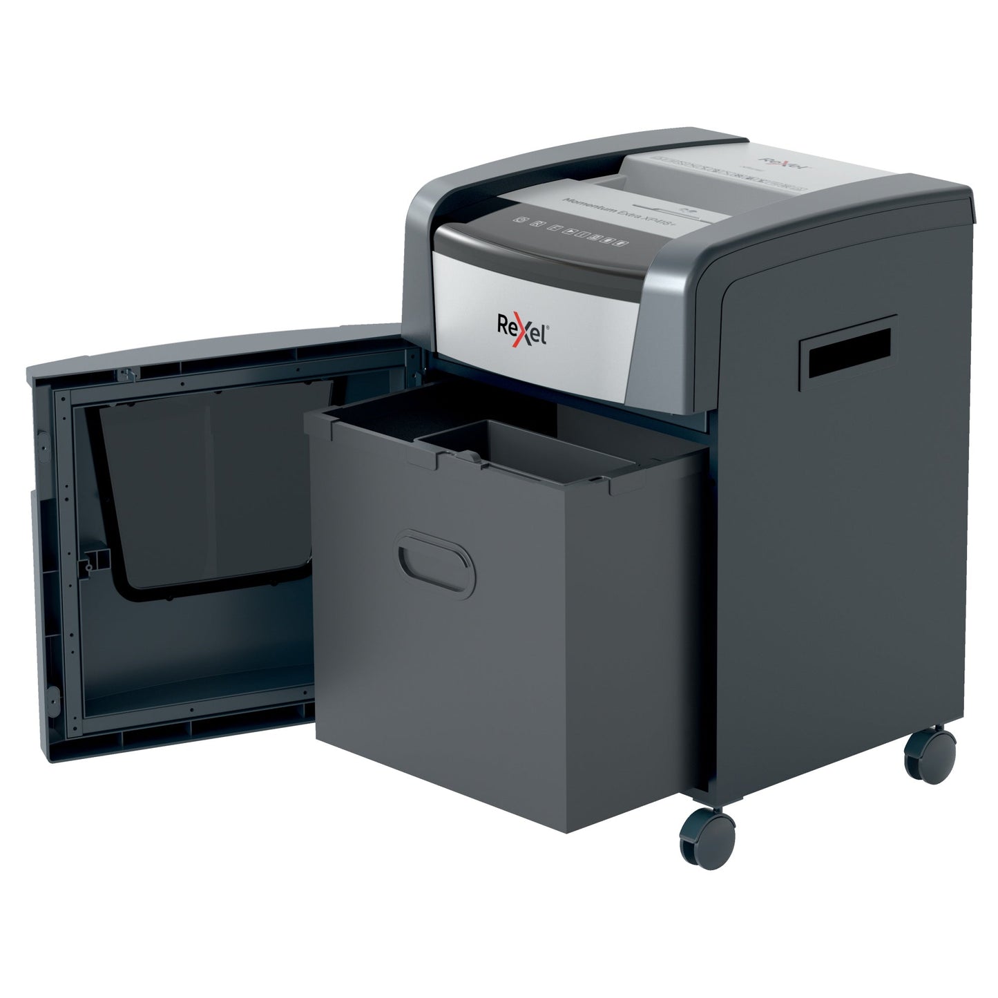 Rexel® Aktenvernichter Momentum Extra XP418+ P-4 Papier, Heftklammern, Büroklammern, Kreditkarten, CDs/DVDs Partikelschnitt 19 Bl. schwarz