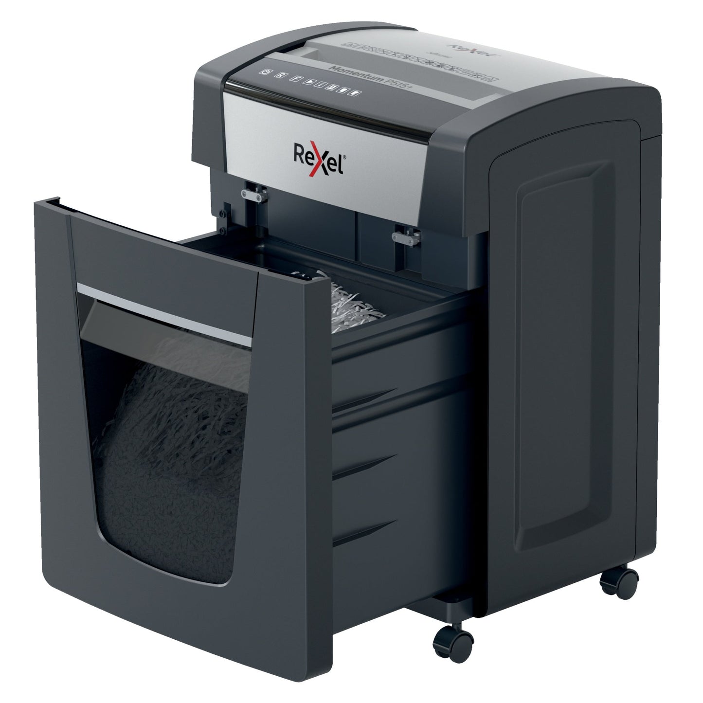 Rexel® Aktenvernichter Momentum P515+ P-5 Papier, Heftklammern, Büroklammern Partikelschnitt 16 Bl. schwarz