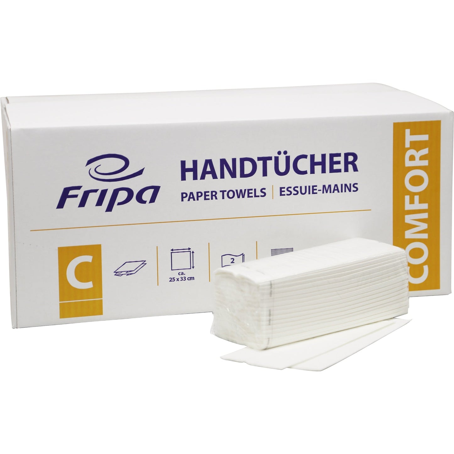 Fripa Papierhandtücher Comfort 25 x 33 cm (B x L) 100 % Zellstoff hochweiß 24 x 128 Bl./Pack.