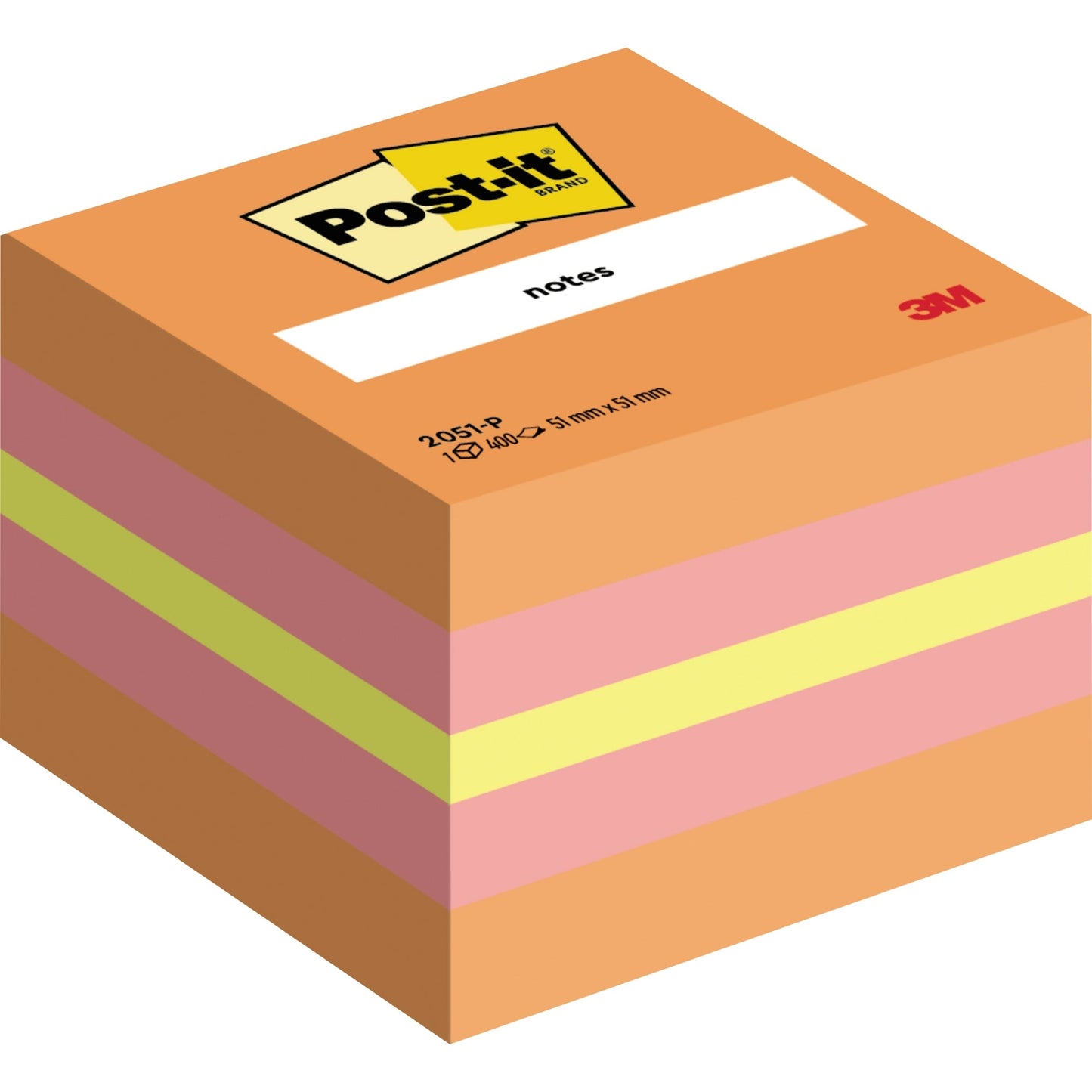 Post-it® Haftnotizwürfel Mini 51 x 40 x 51 mm (B x H x T) wassermelonenrot, vitalorange, guavapink 400 Bl.