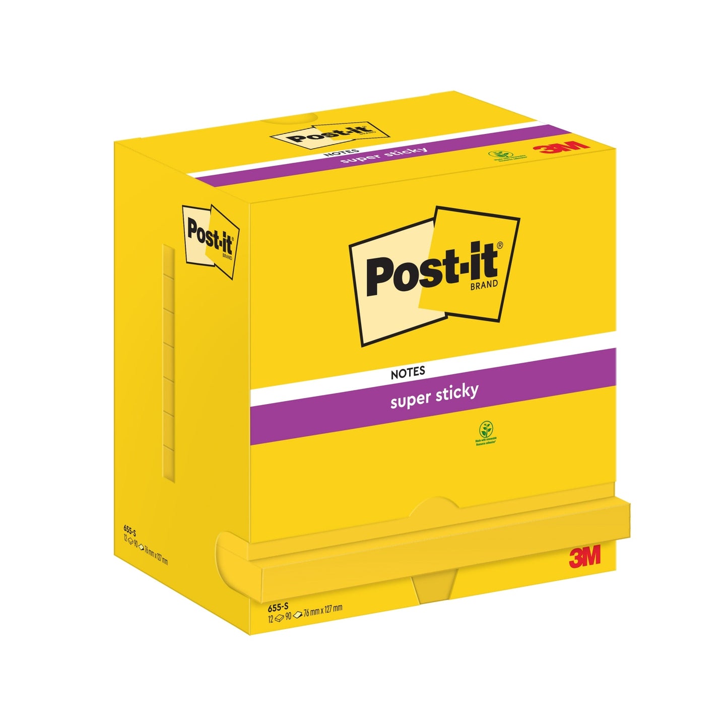 Post-it® Haftnotiz Super Sticky Notes 127 x 76 mm (B x H) gelb 90 Bl./Block 12 Block/Pack.