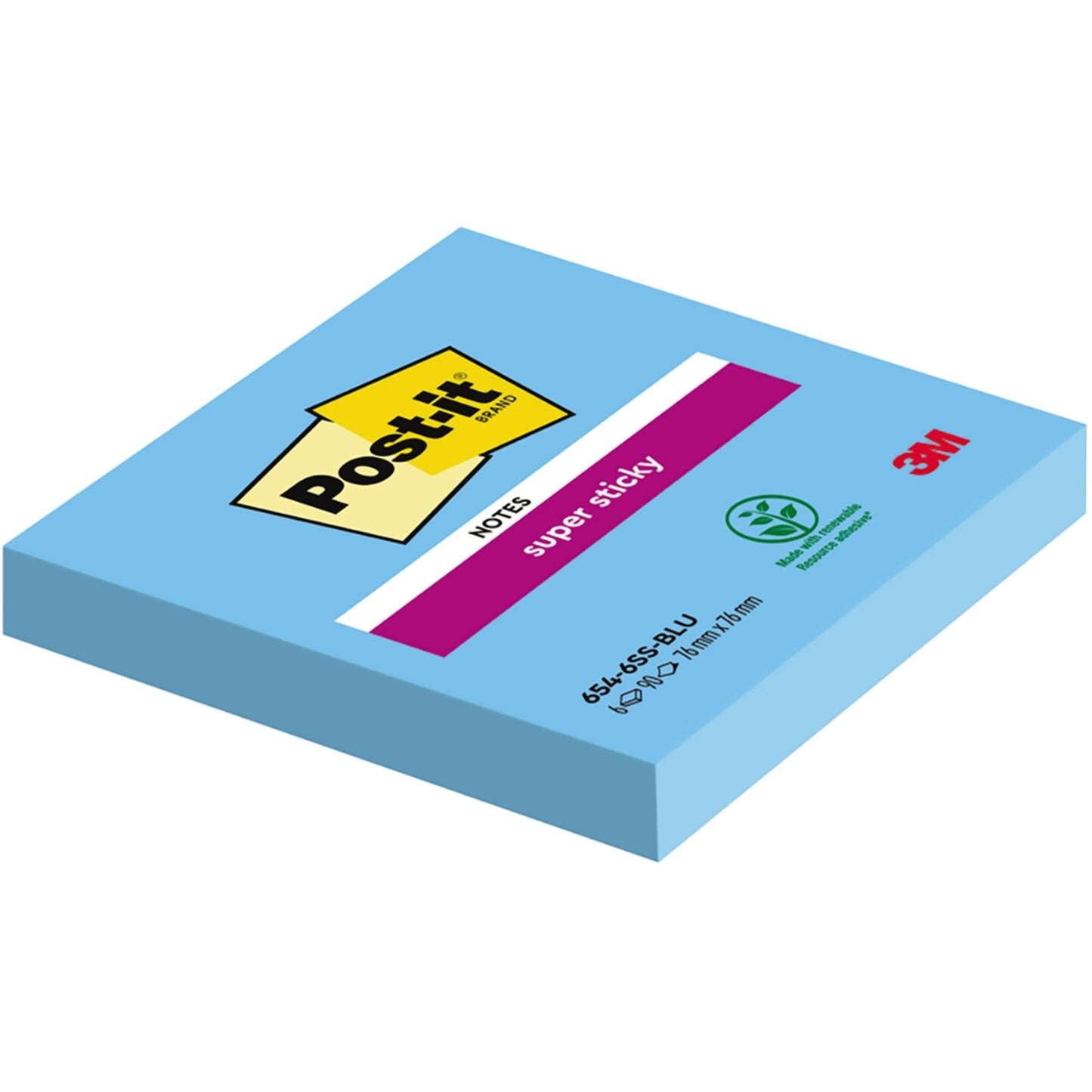 Post-it® Haftnotiz Super Sticky Notes 76 x 76 mm (B x H) paradiseblau 90 Bl.