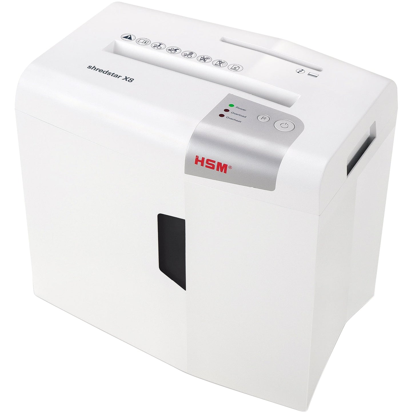 HSM® Aktenvernichter shredstar X8 P-4 Papier, Heftklammern, Büroklammern, Kreditkarten, CDs/DVDs Partikelschnitt weiß/silber